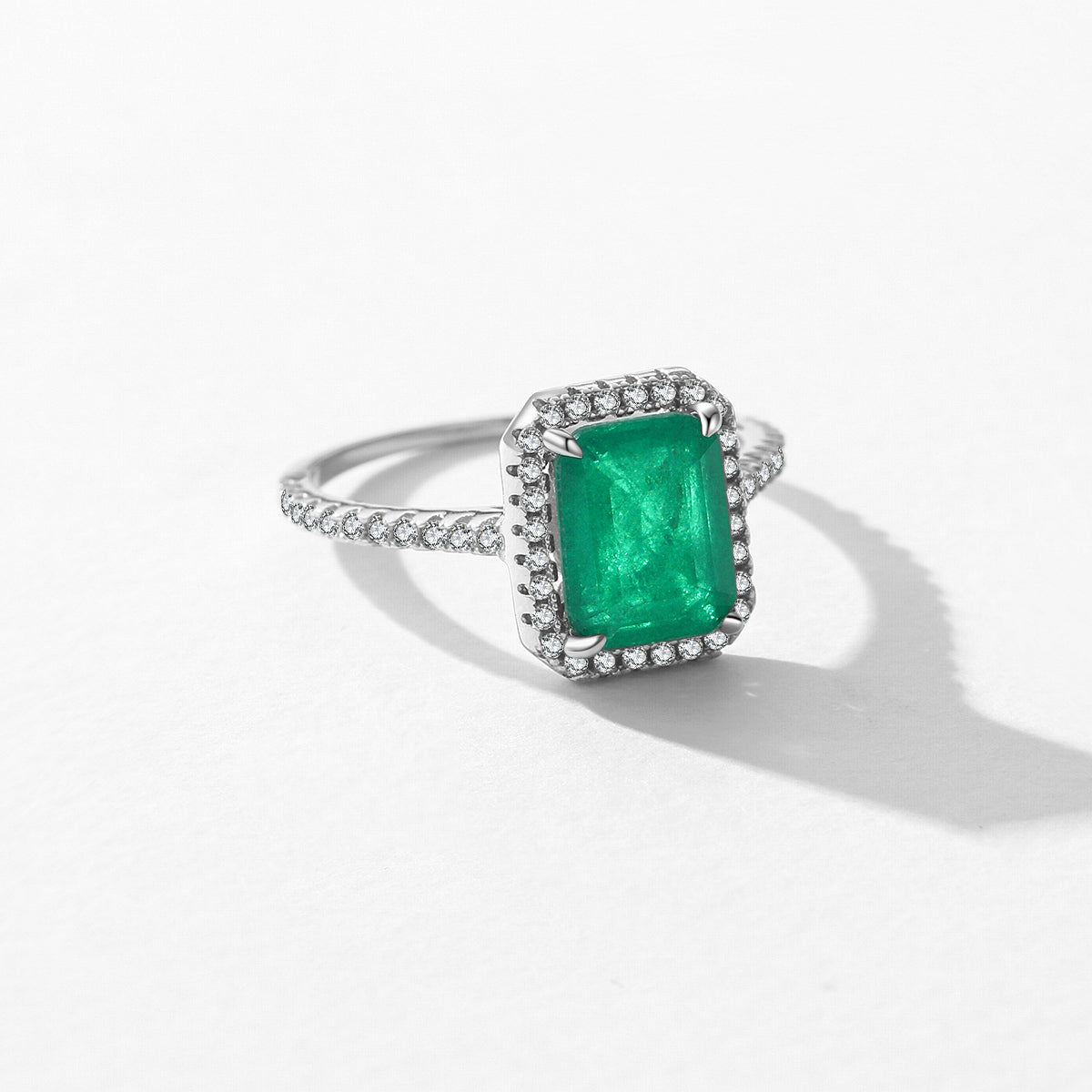 Rectangle Green Paraiba Tourmaline Ring