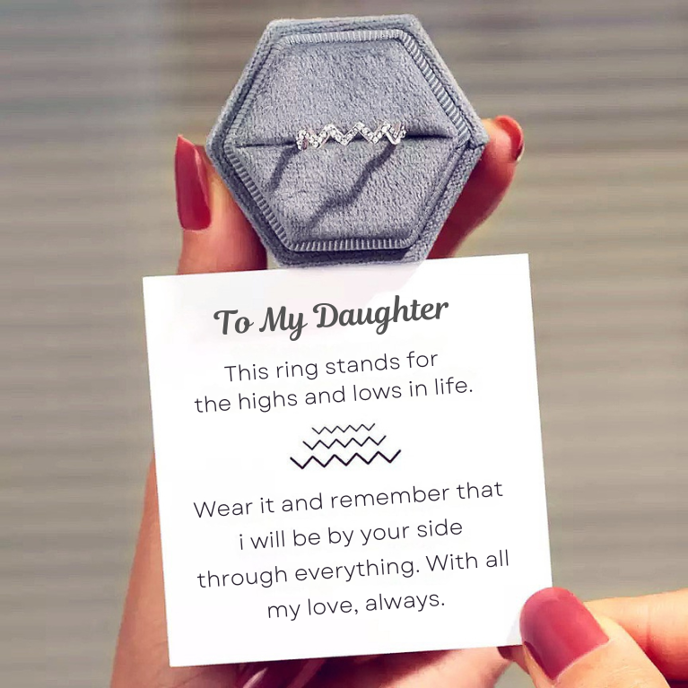 Daughter Love Wave Ring (With Card Letter)
