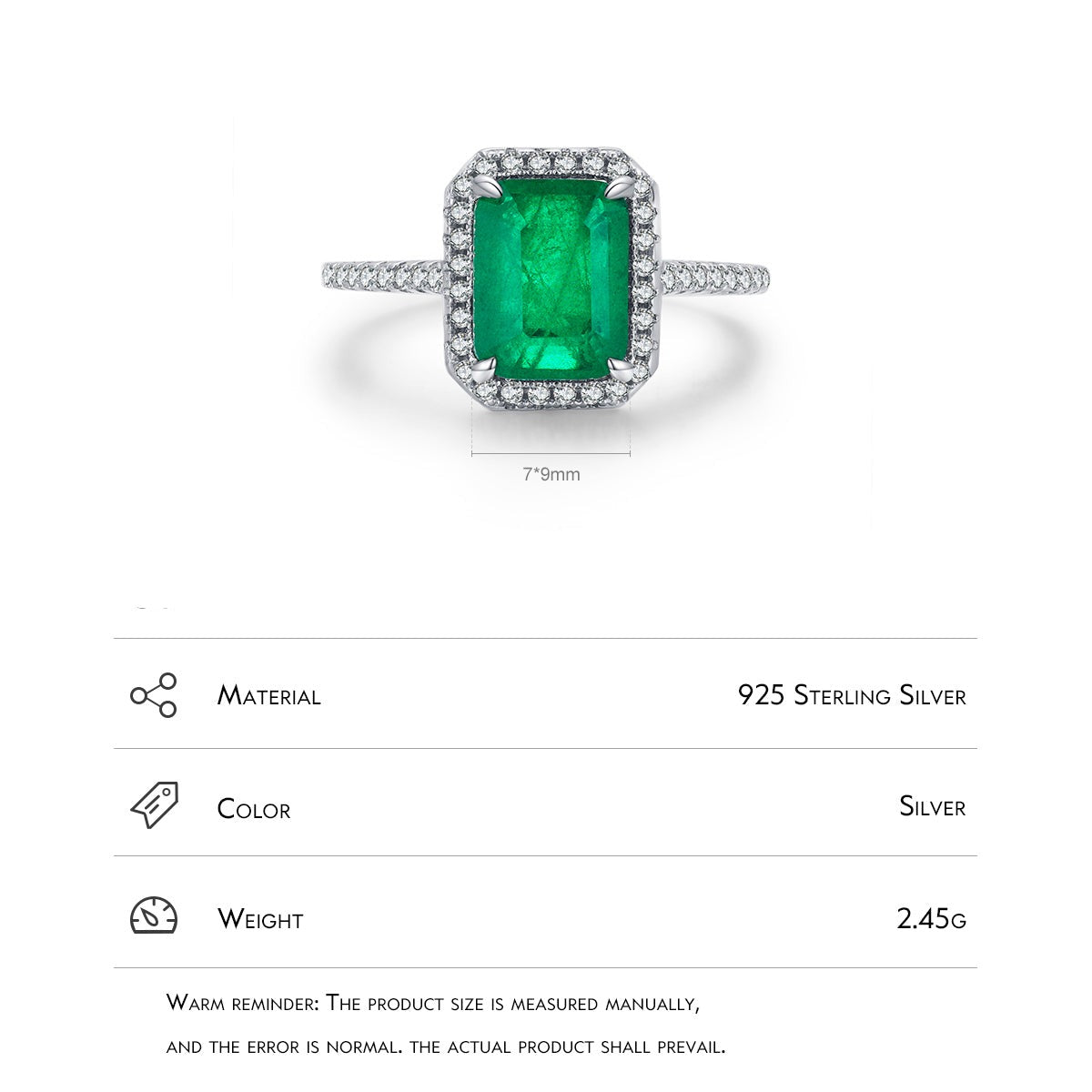 Rectangle Green Paraiba Tourmaline Ring
