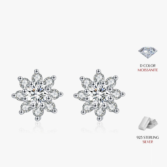 Classic Flowers Moissanite Stud Earrings