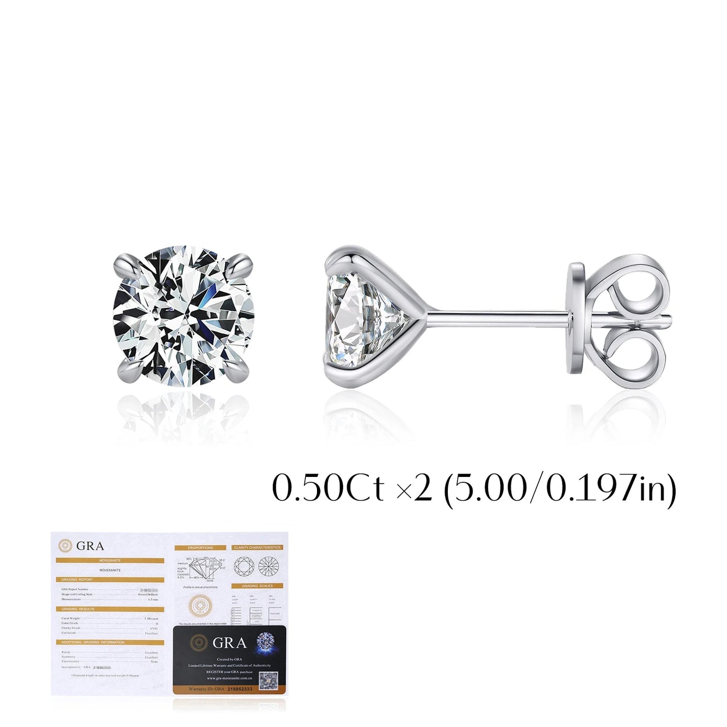 5 Sizes Moissanite Earrings