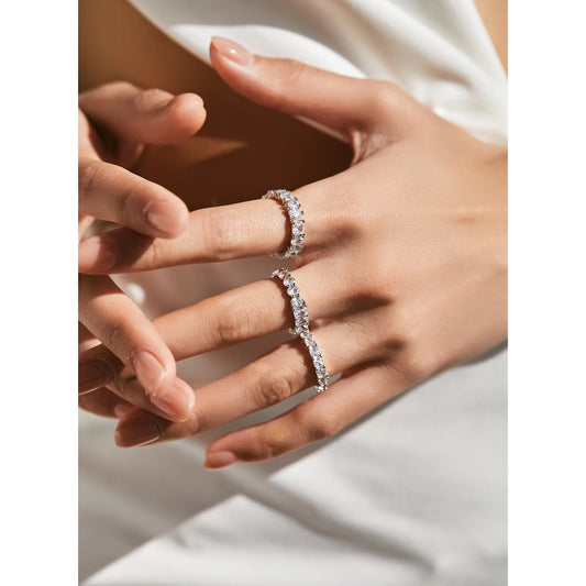 Geometric Water Drop Eternity Band Stackable Ring