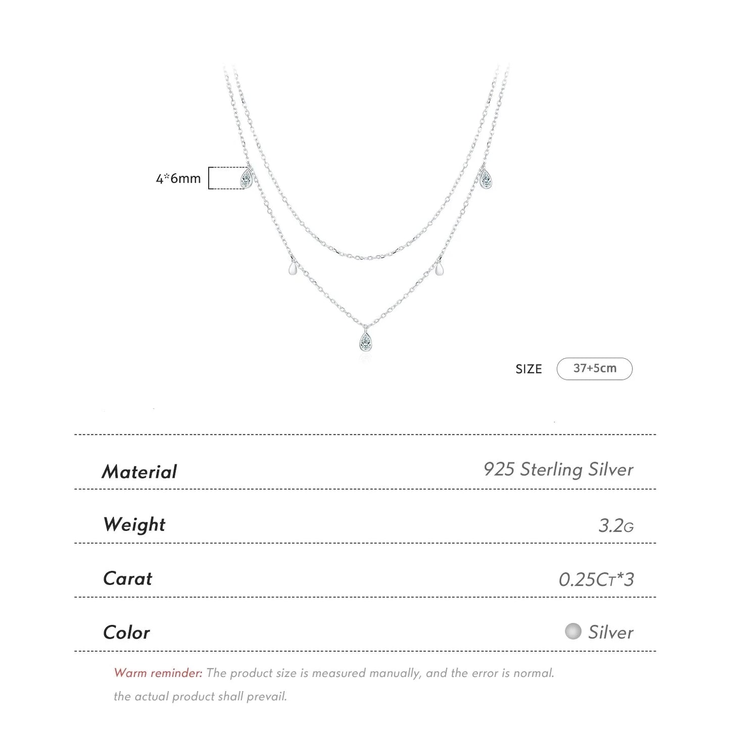 Double Layer Pear Shape Moissanite Diamond Necklace