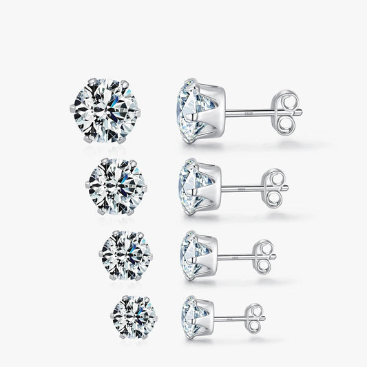Basic Sparkling Round Stud Earrings