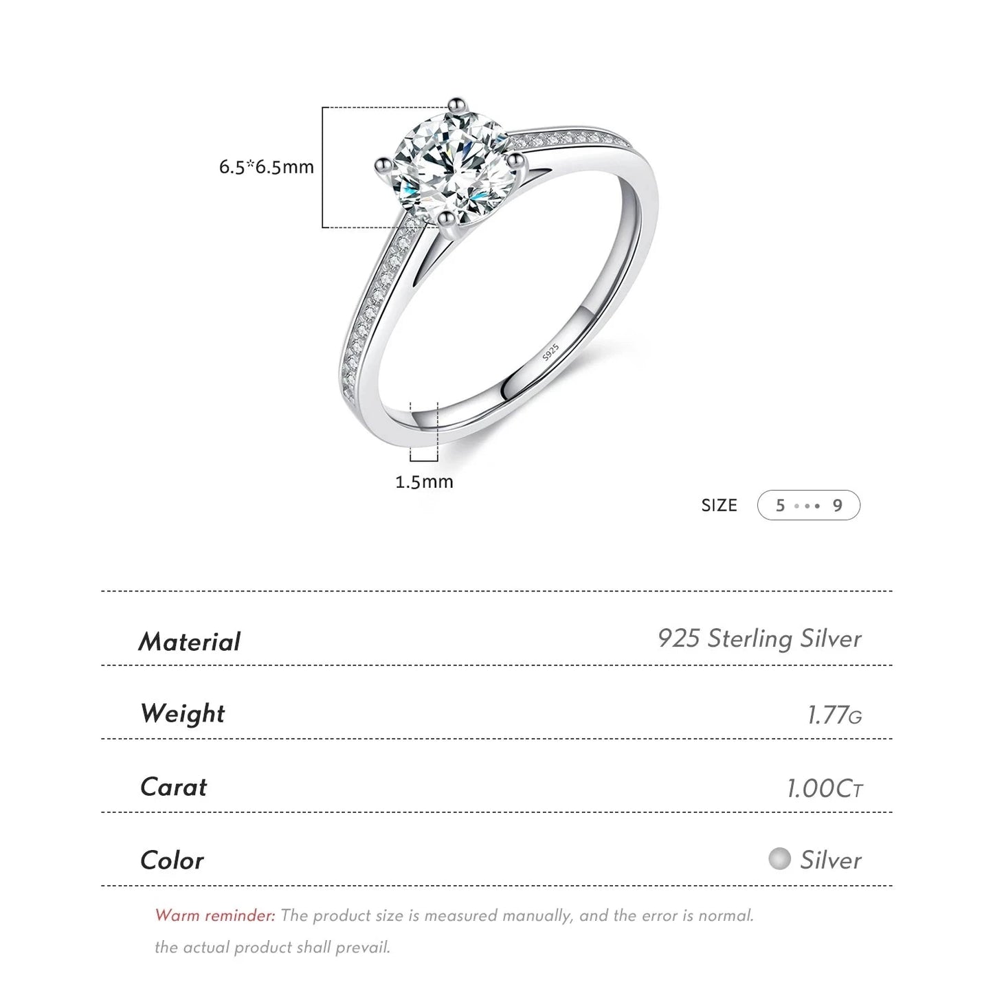 Trinket Lab Diamond 1CT Moissanite Ring