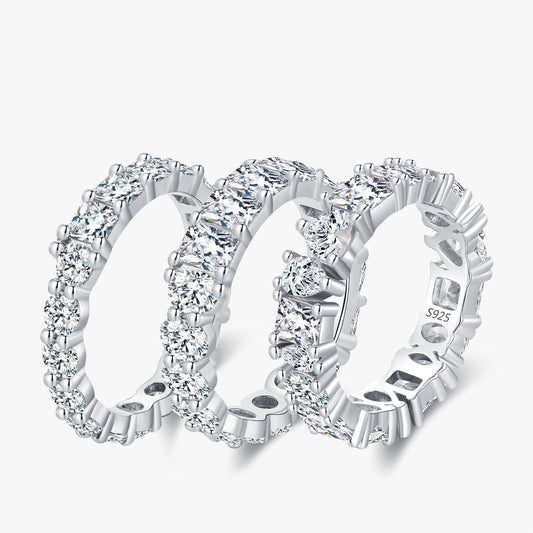 Geometric Water Drop Eternity Band Stackable Ring