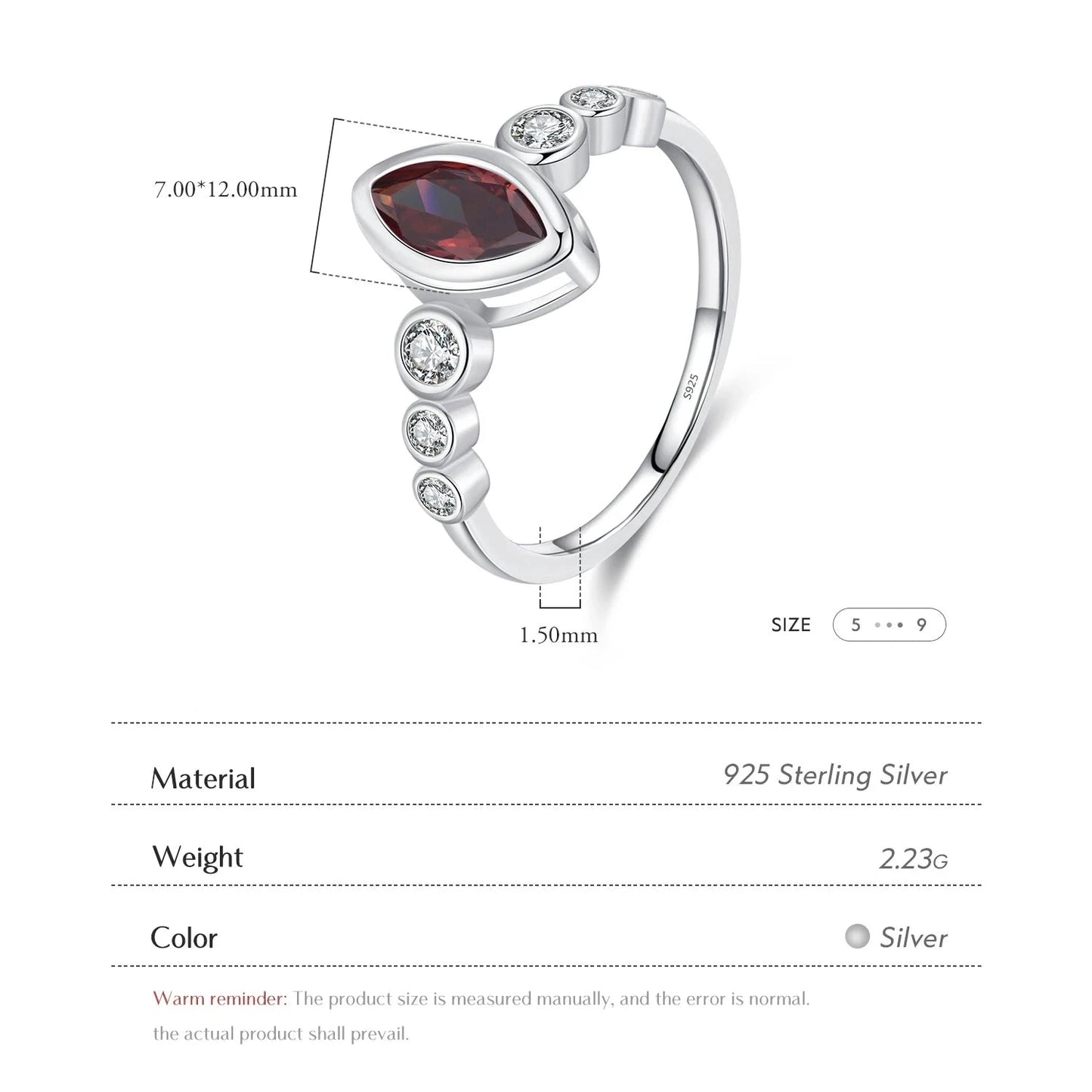 Rhombus Rhodolite Ring