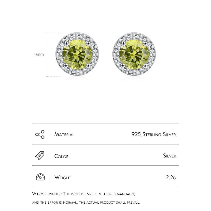 Round Shape Green Stud Earrings
