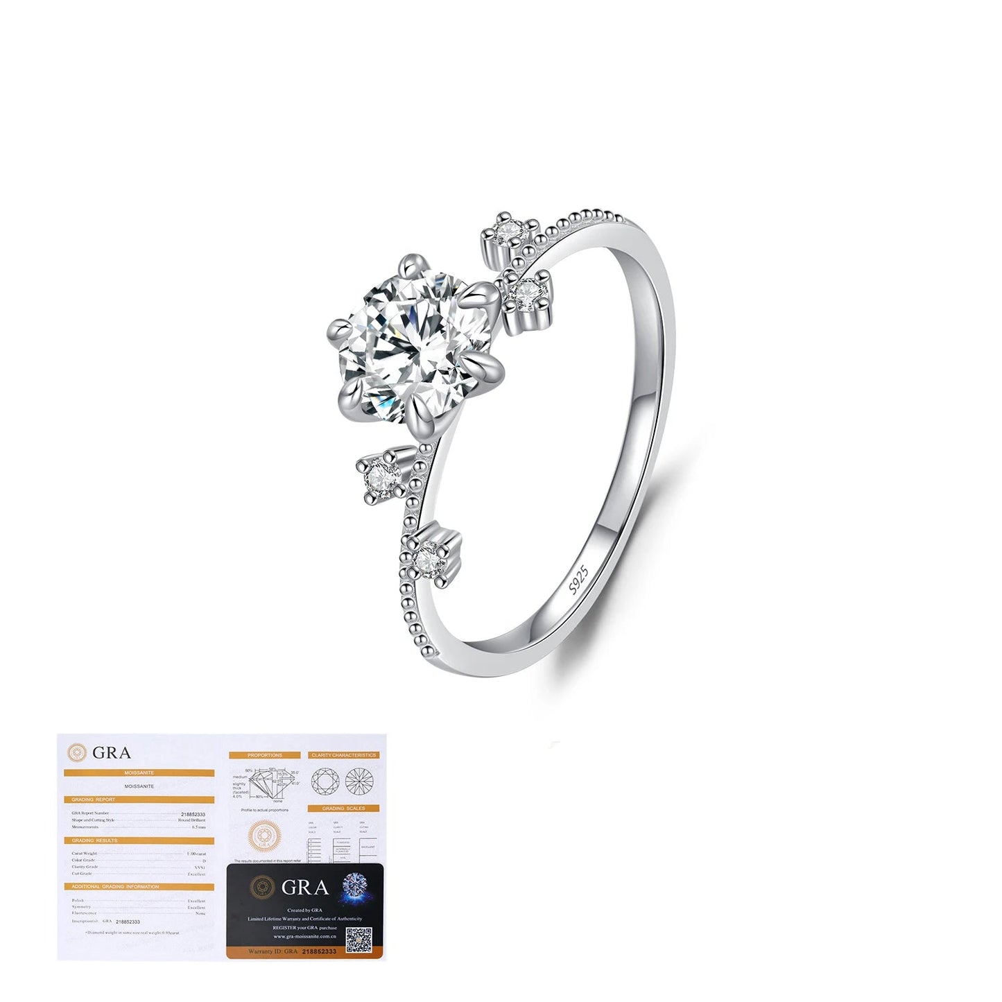 1CT Moissanite Delicate Flower Six Claws Ring