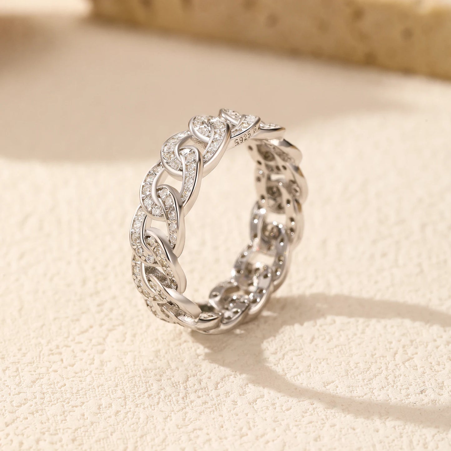 Silver Sparkle Lock Eternity Band Ring