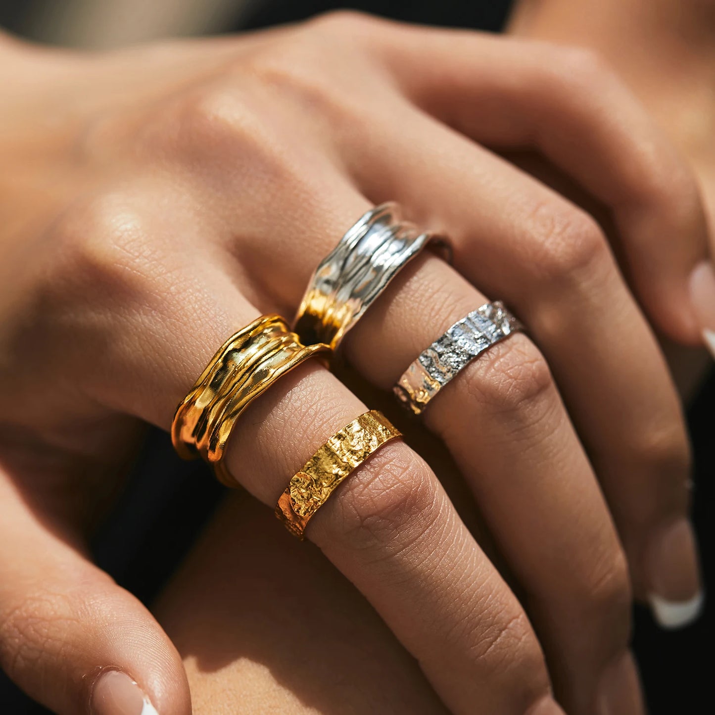 8 Styles Geometric Texture Irregular Finger Rings