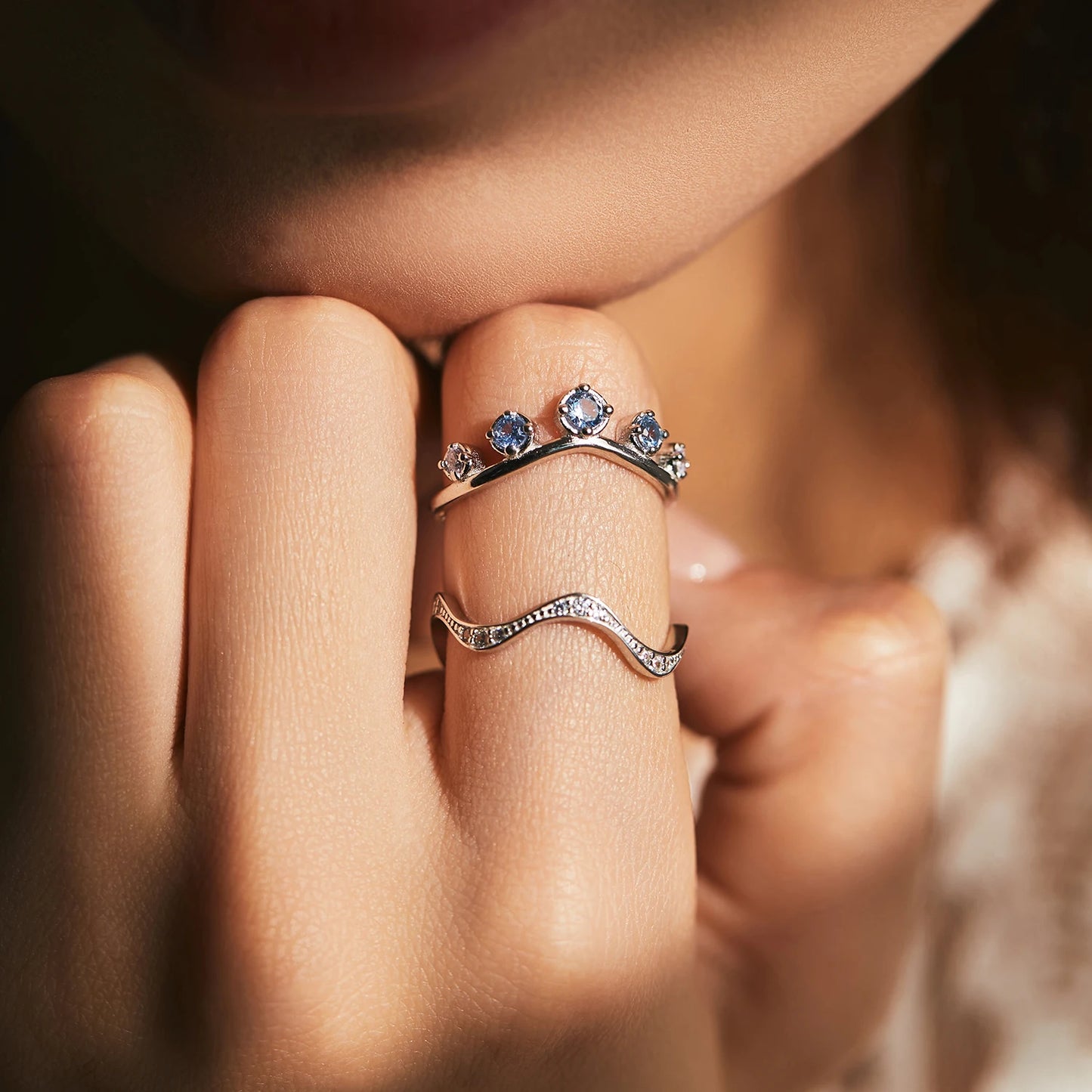 Light Blue Crown Ring