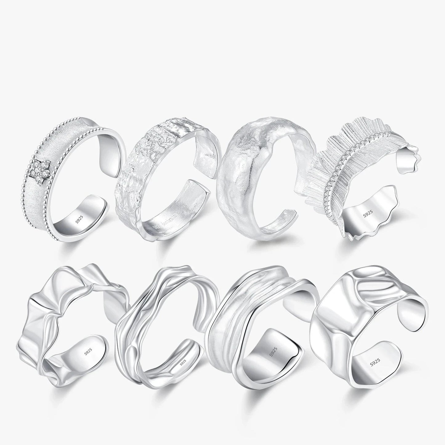 8 Styles Geometric Texture Irregular Finger Rings