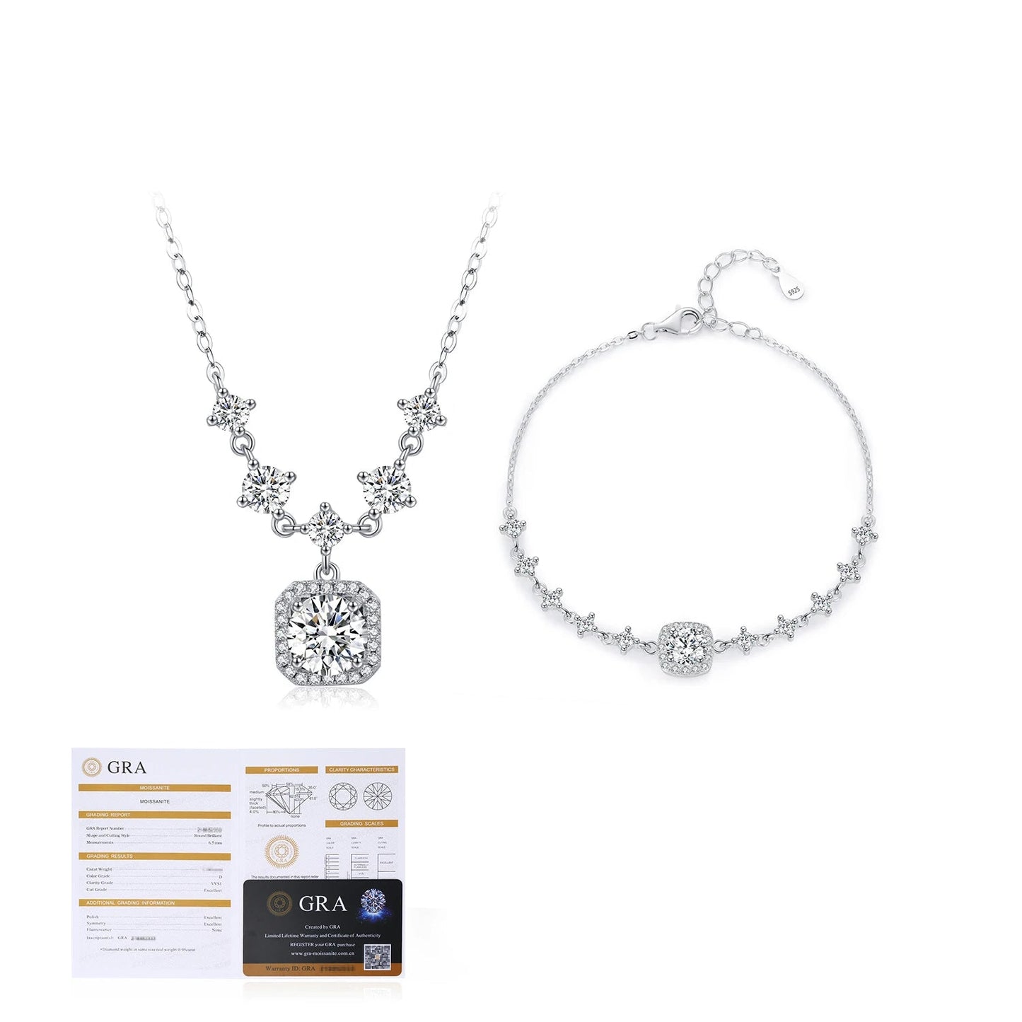 Awesome Moissanite Geometric Charm Jewelry Set