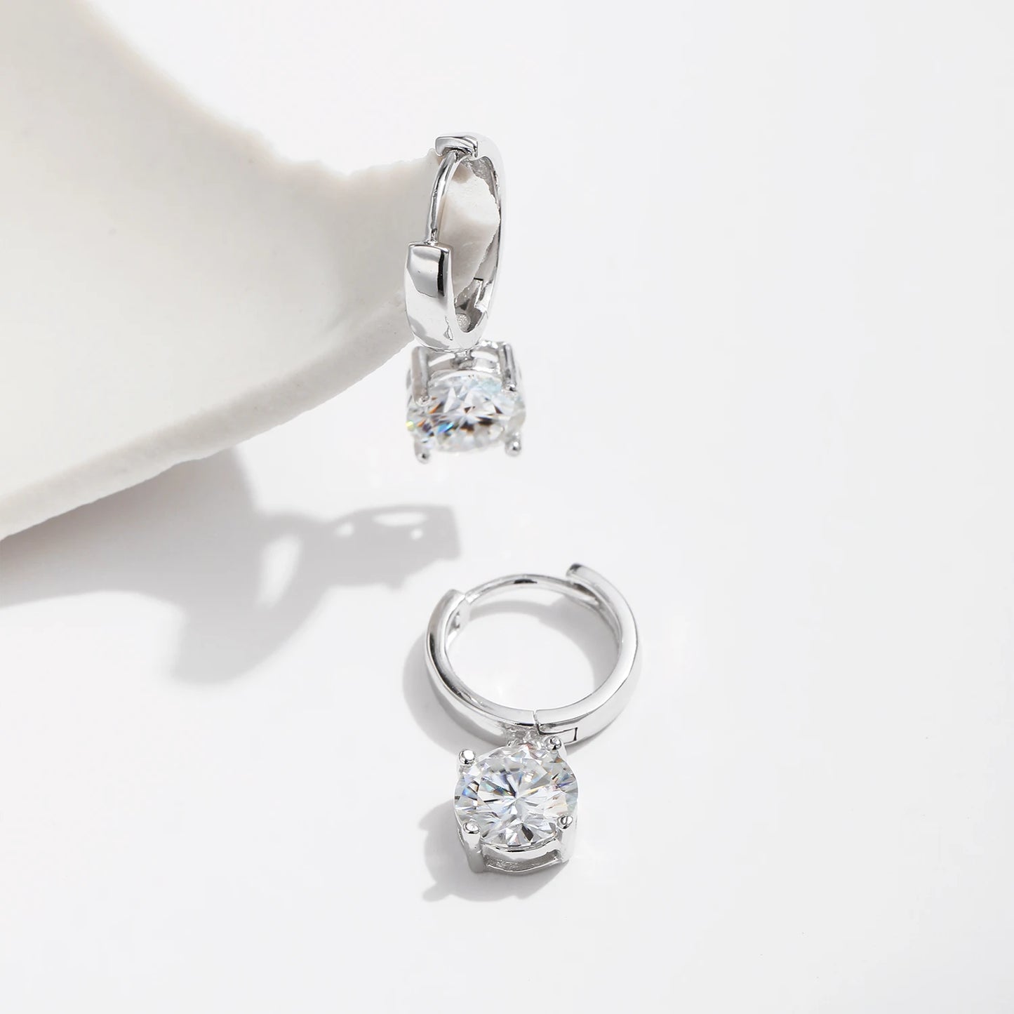 Moissanite Hoop Earrings Lab Created Diamond