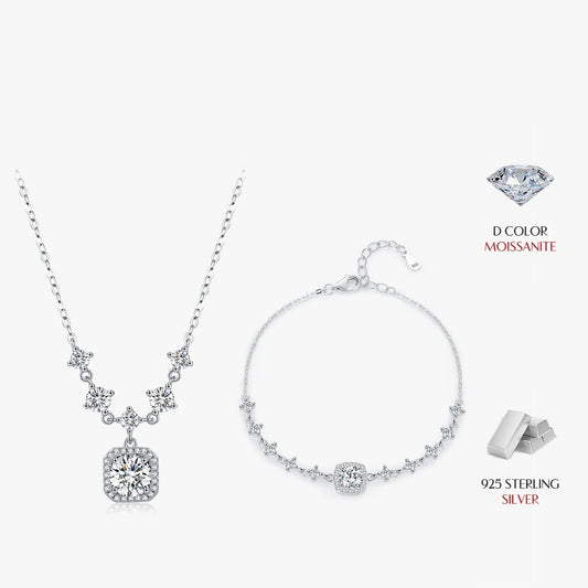 Awesome Moissanite Geometric Charm Jewelry Set