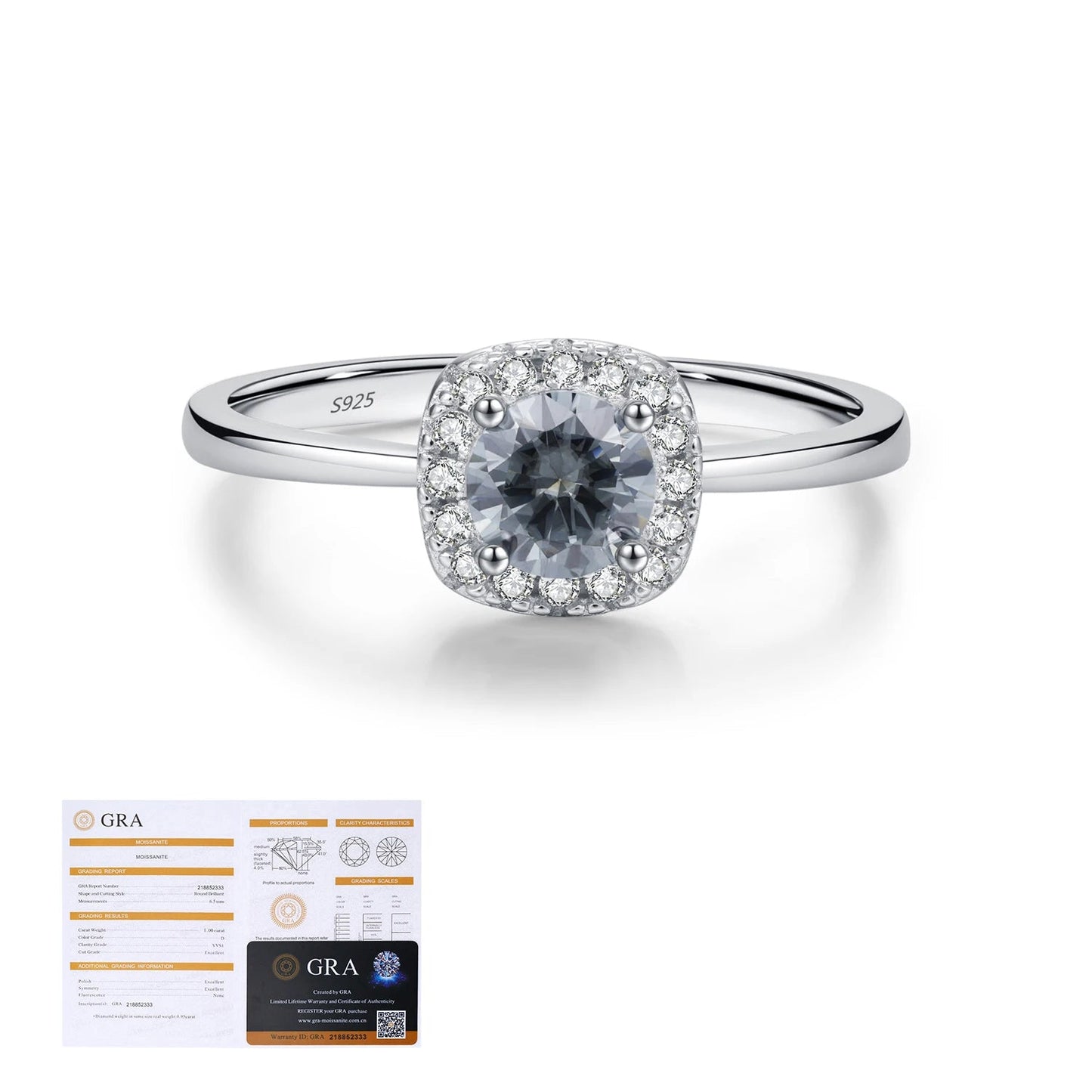 Gray Moissanite Ring