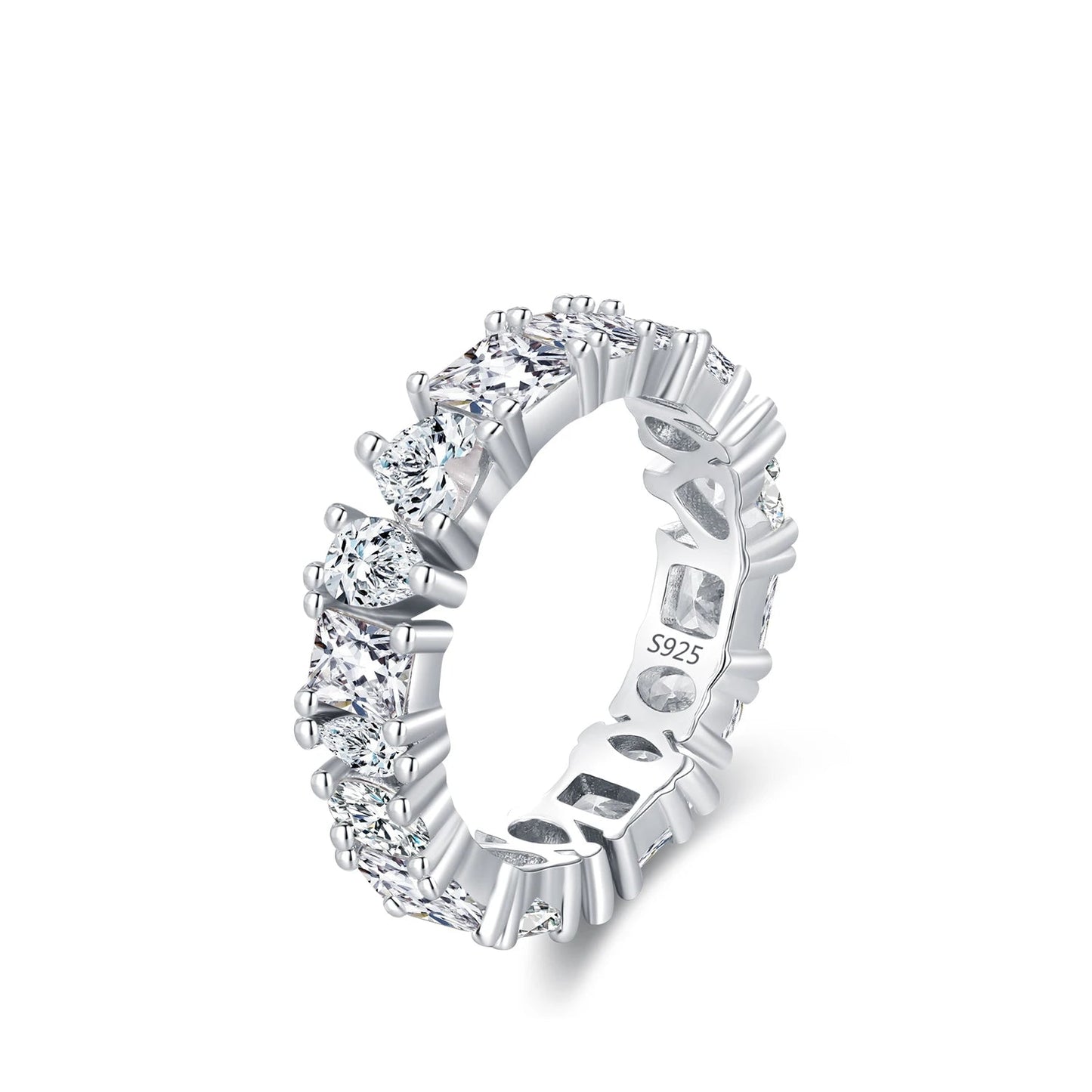 Geometric Water Drop Eternity Band Stackable Ring