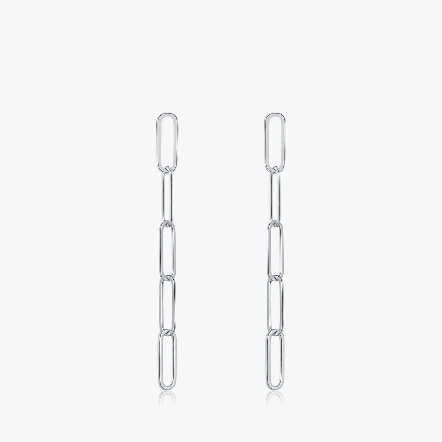 Thin Rectangle Long Chian Stud Earrings