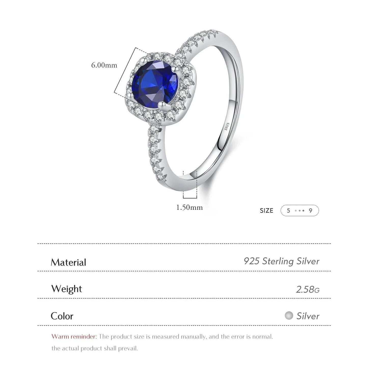 Artistic Sparkling Blue Ring