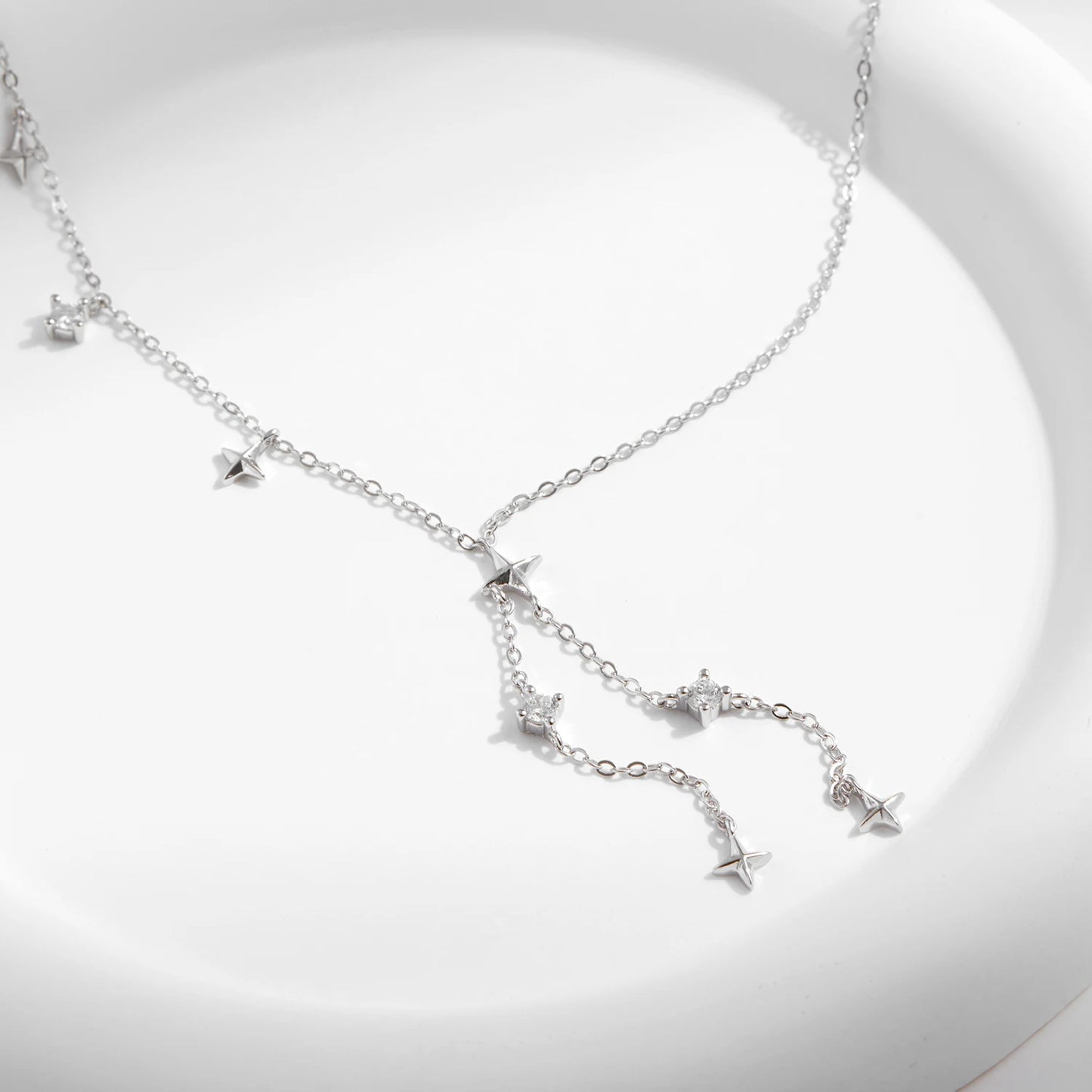 Delicate Twinkle Stars Y-Shaped Choker Necklace