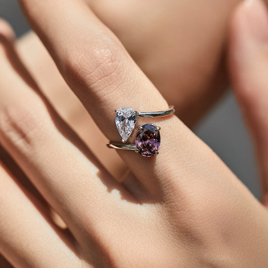 Dazzling Oval & Water Drop Ring