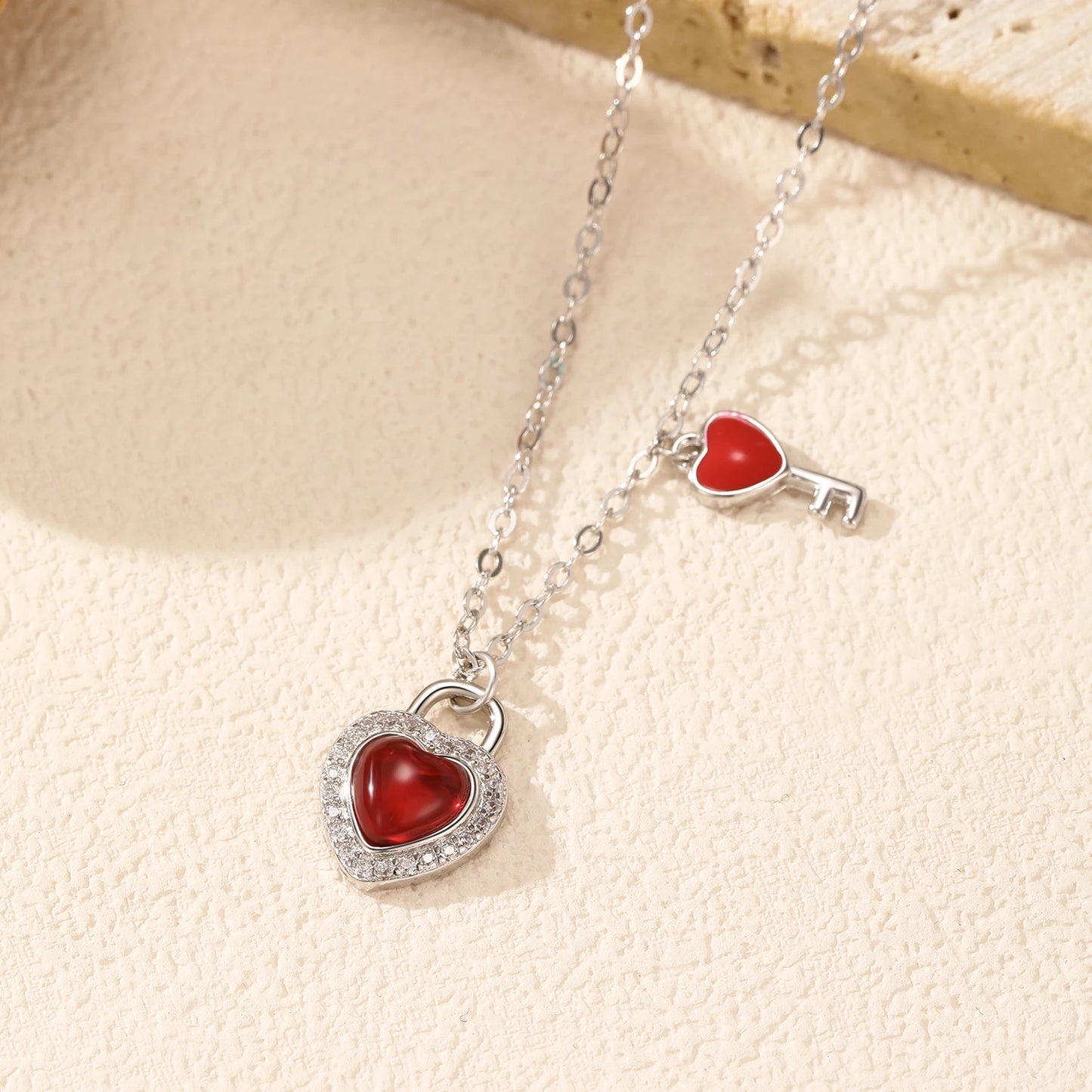 Heart Lock Key Necklace