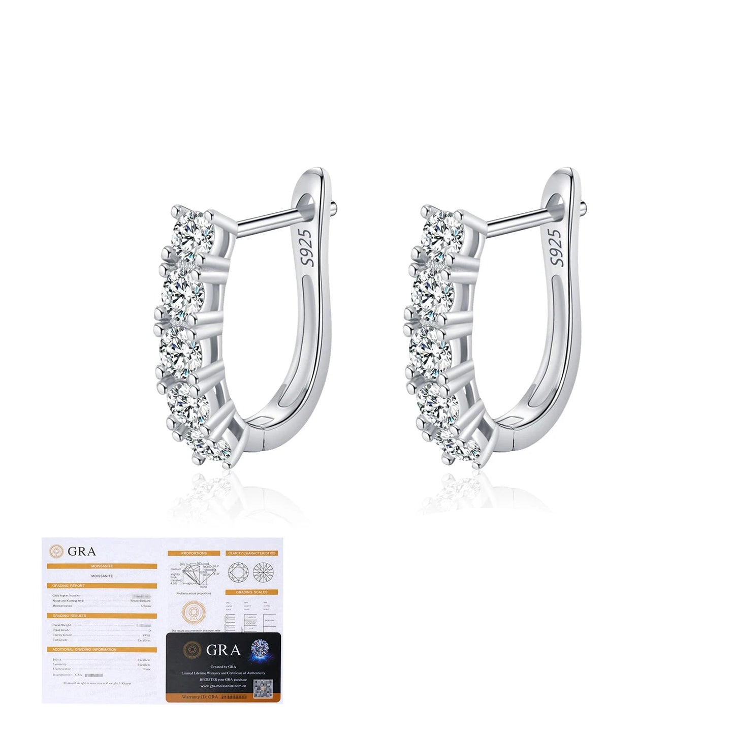 U Shape D Color Moissanite Earrings