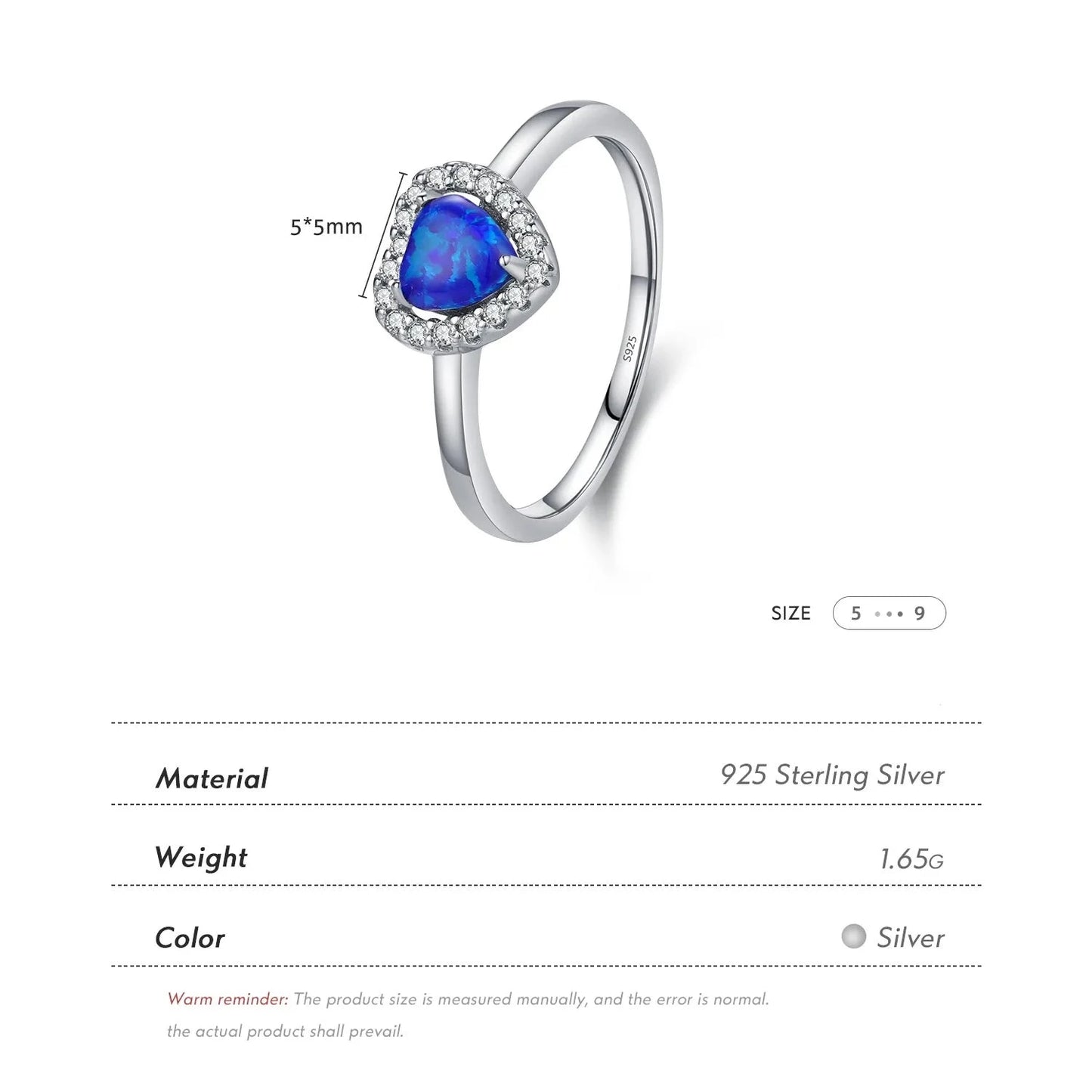 Blue Heart Opal Ring