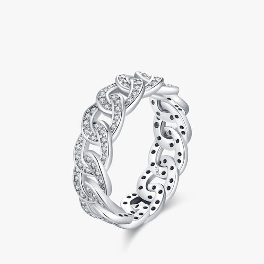 Silver Sparkle Lock Eternity Band Ring