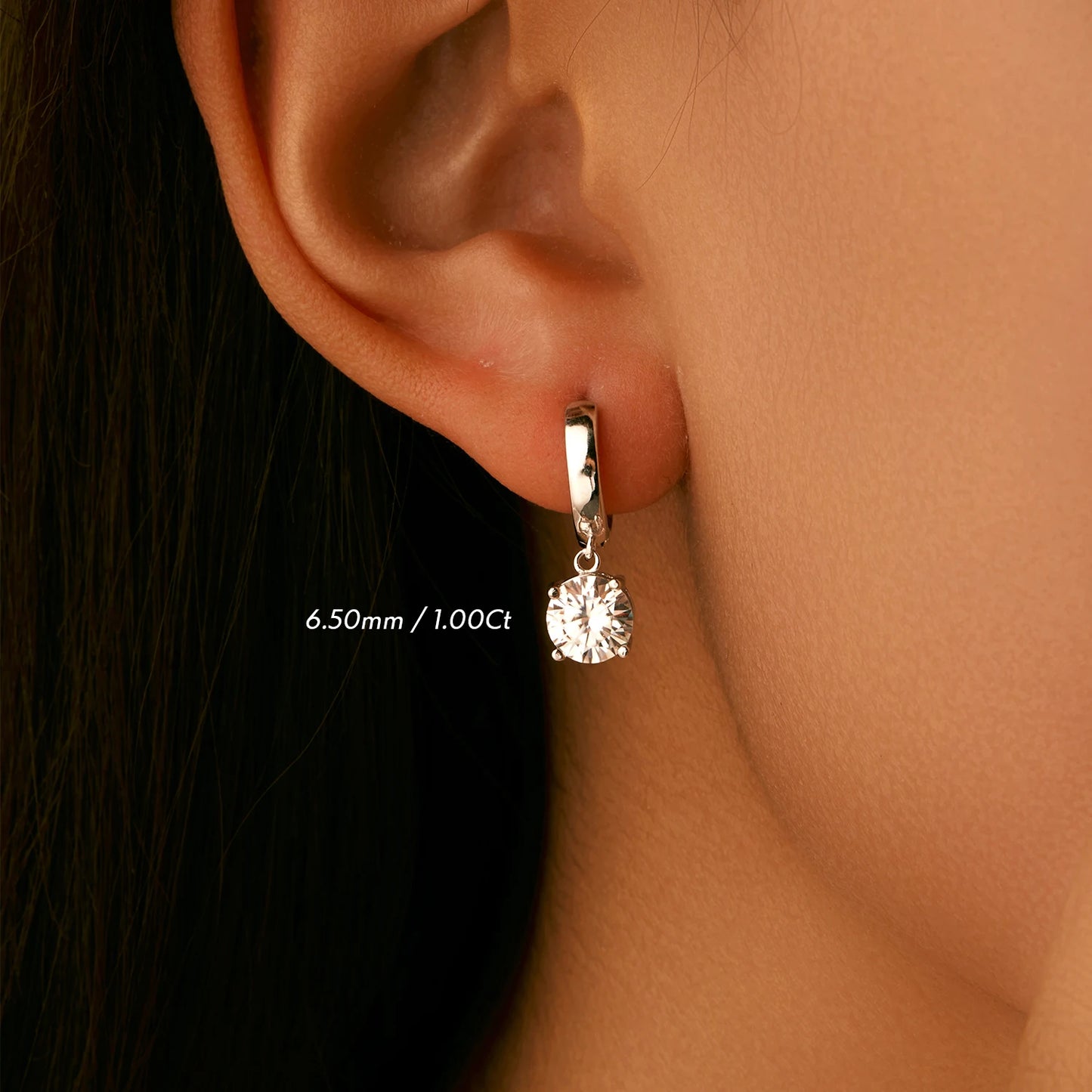 Moissanite Hoop Earrings Lab Created Diamond