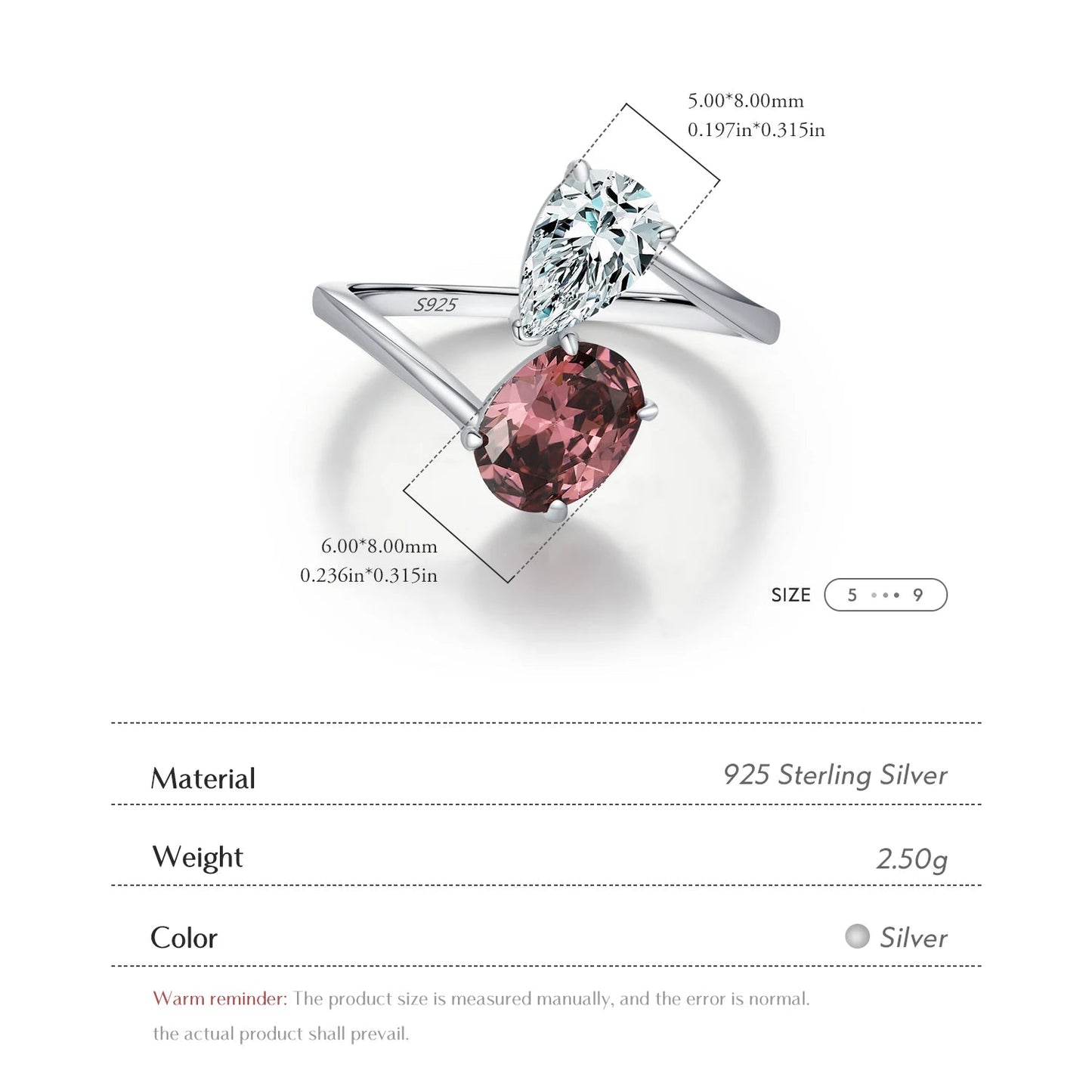 Dazzling Oval & Water Drop Ring