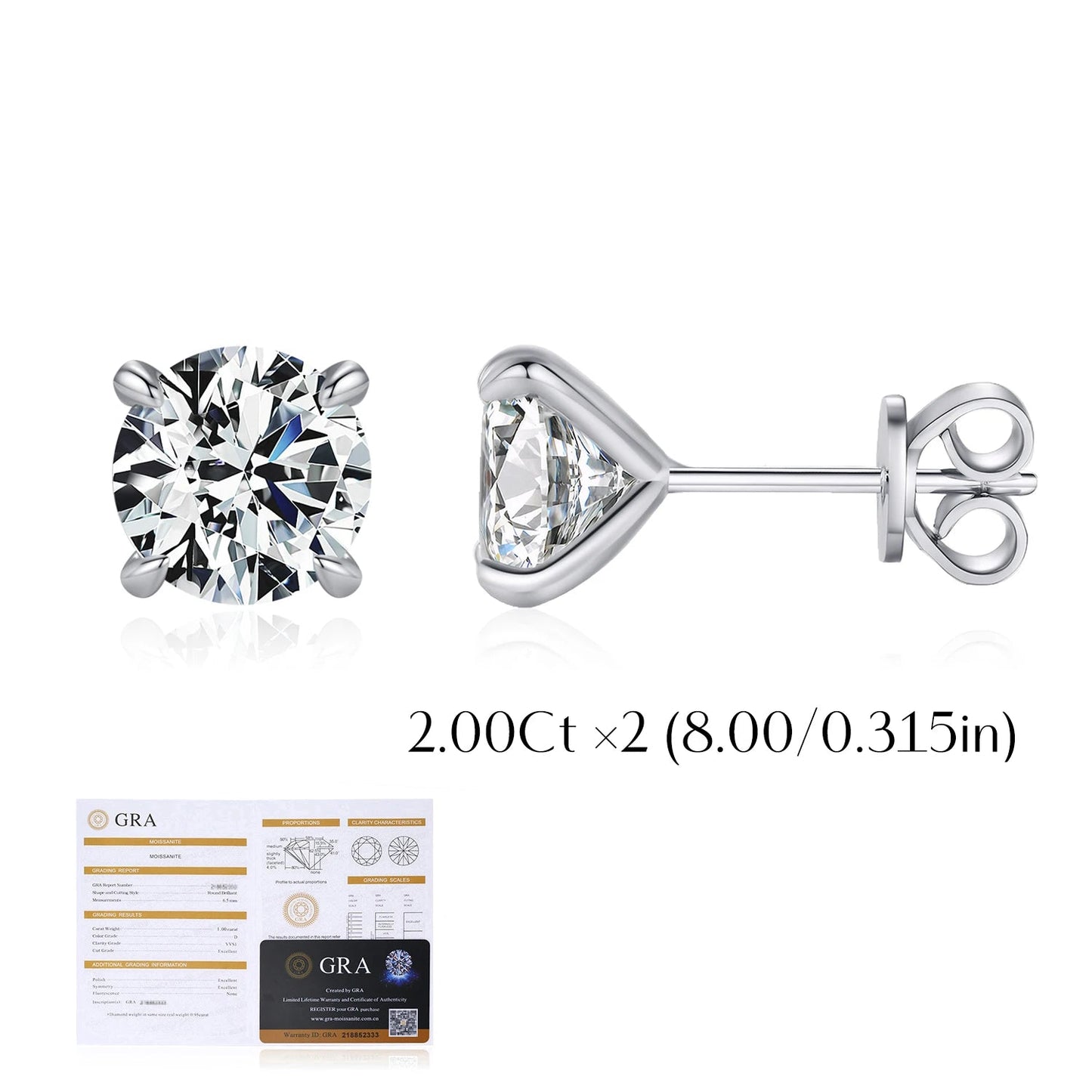 5 Sizes Moissanite Earrings