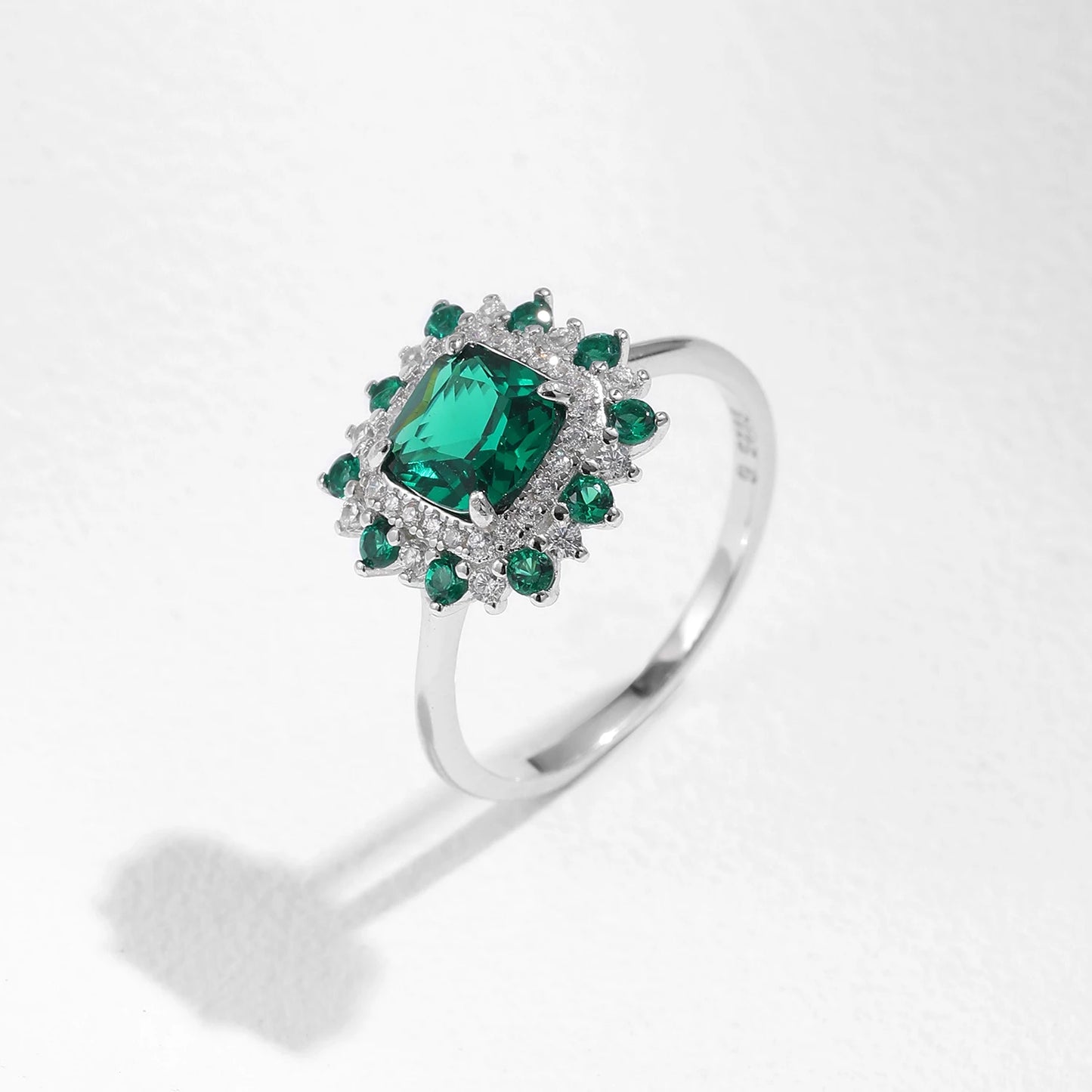Square Corolla Green Rings