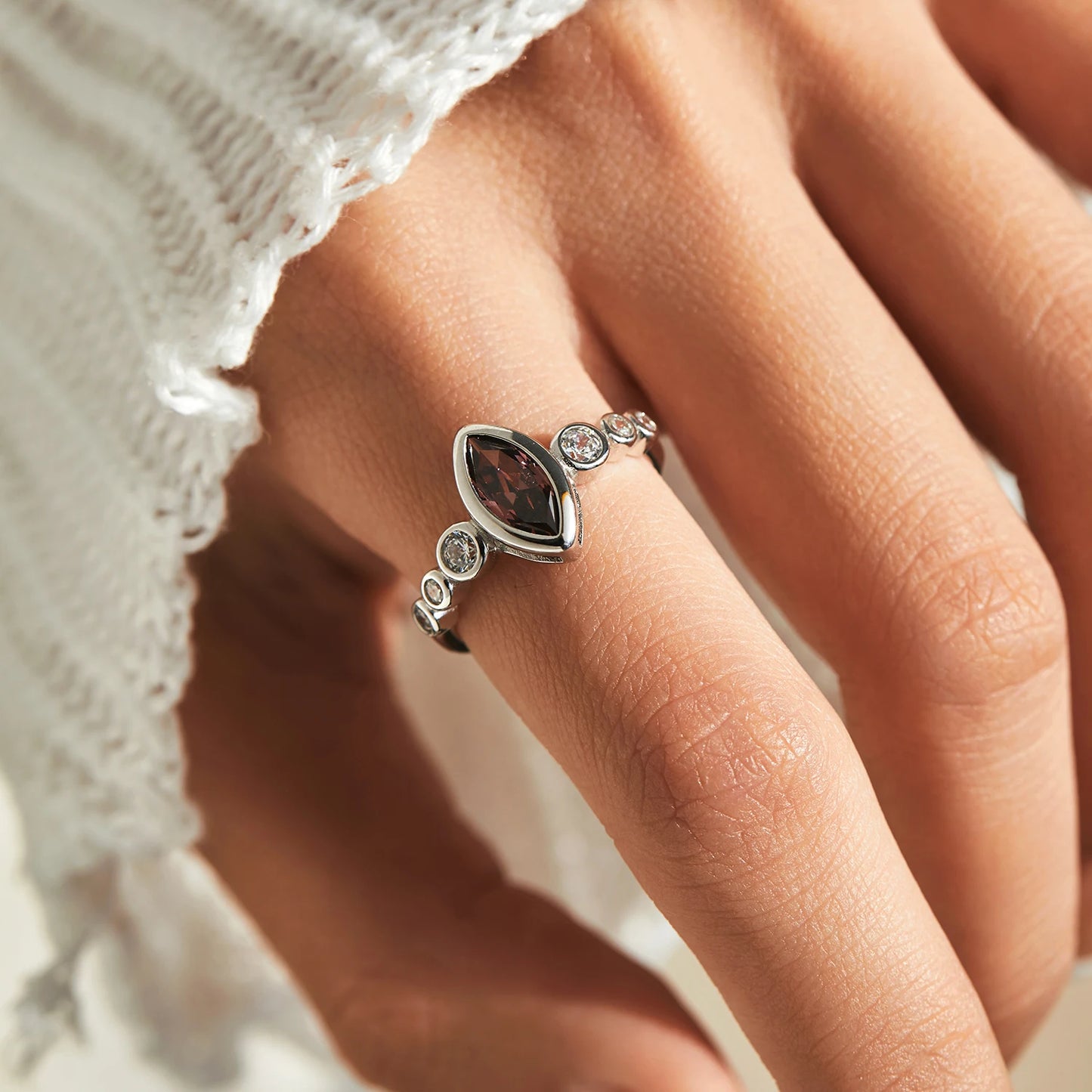 Rhombus Rhodolite Ring