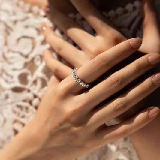 Moissanite Dazzling Round Eternity Band Ring