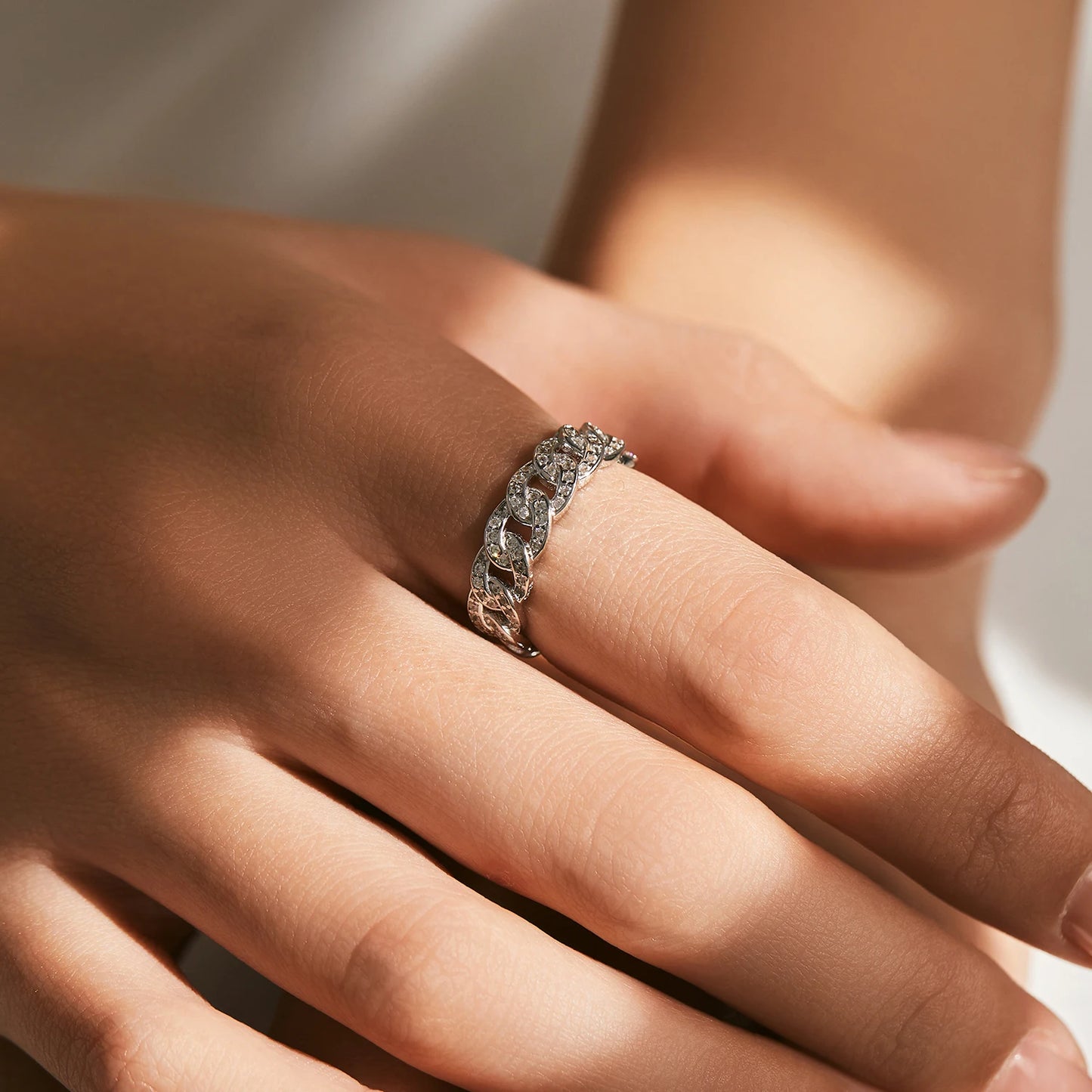 Silver Sparkle Lock Eternity Band Ring