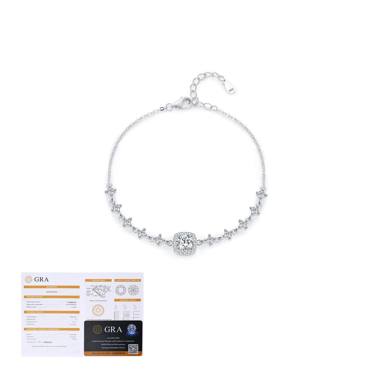 Luxury 0.8CT D Color Moissanite Bracelet