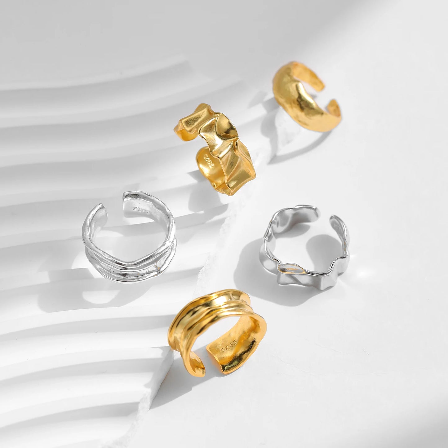 8 Styles Geometric Texture Irregular Finger Rings