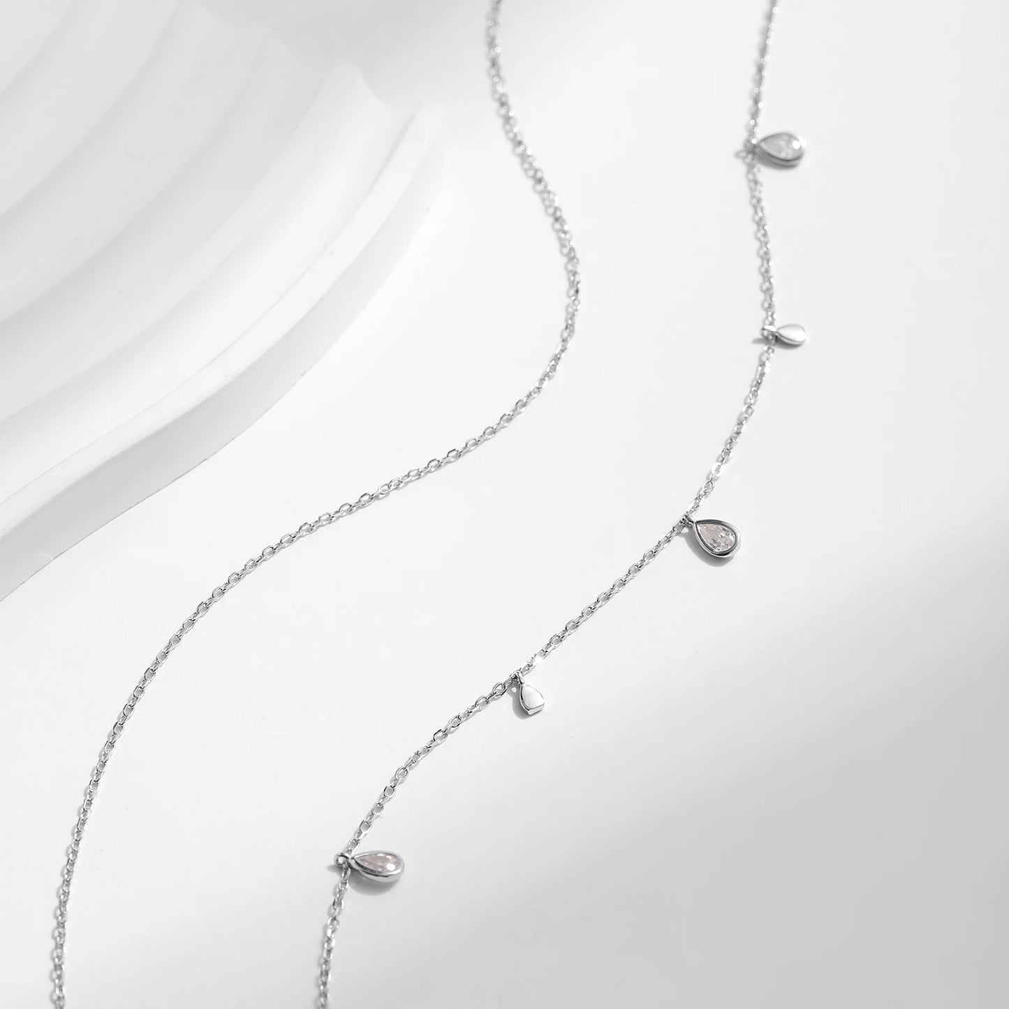 Double Layer Pear Shape Moissanite Diamond Necklace