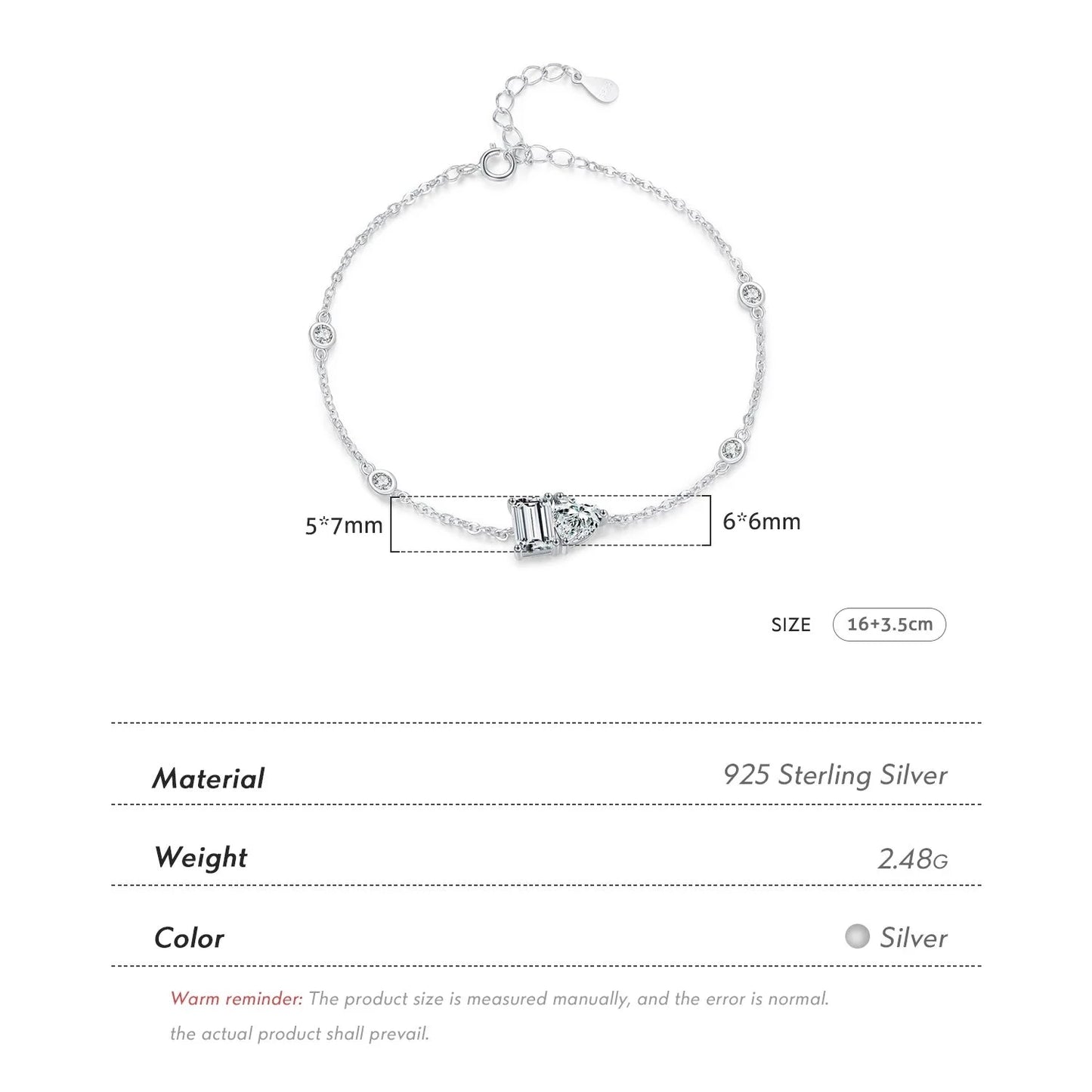 Hearts & Rectangle Bracelet