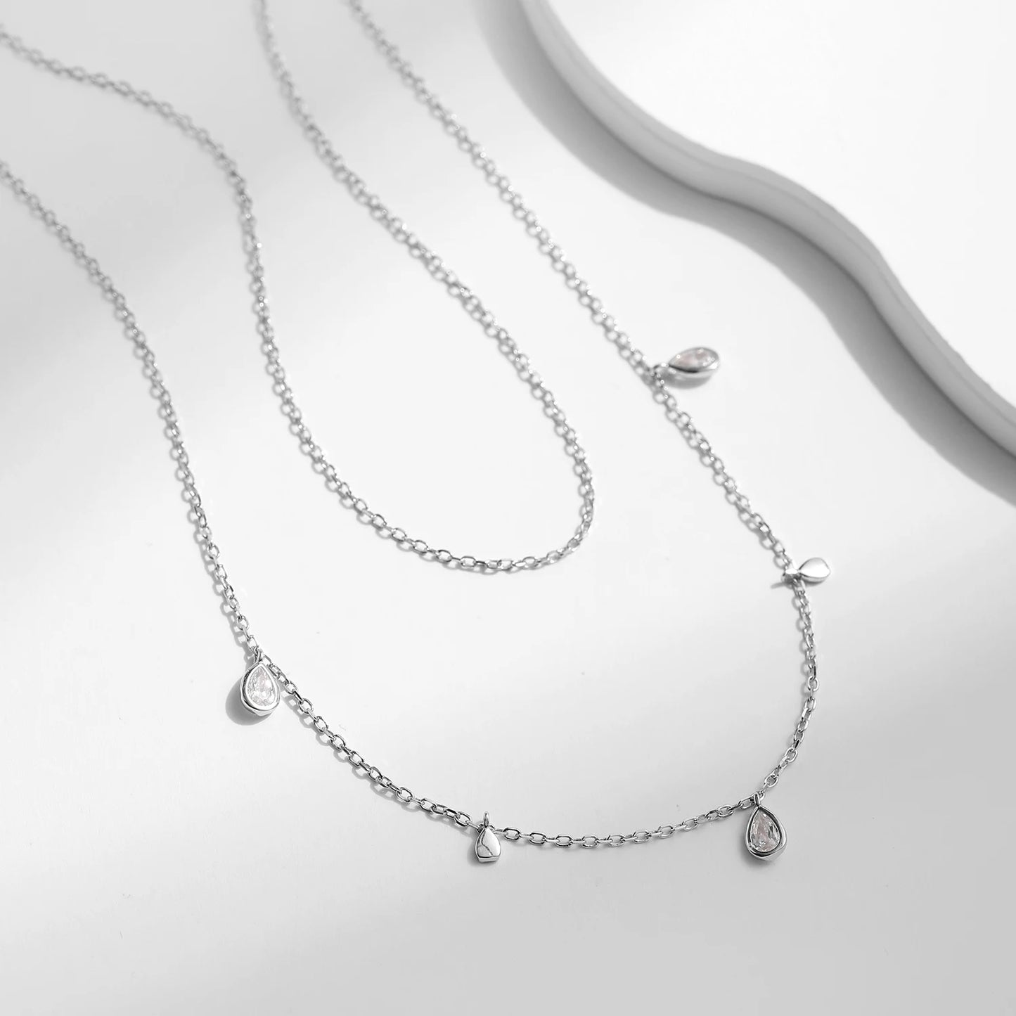 Double Layer Pear Shape Moissanite Diamond Necklace