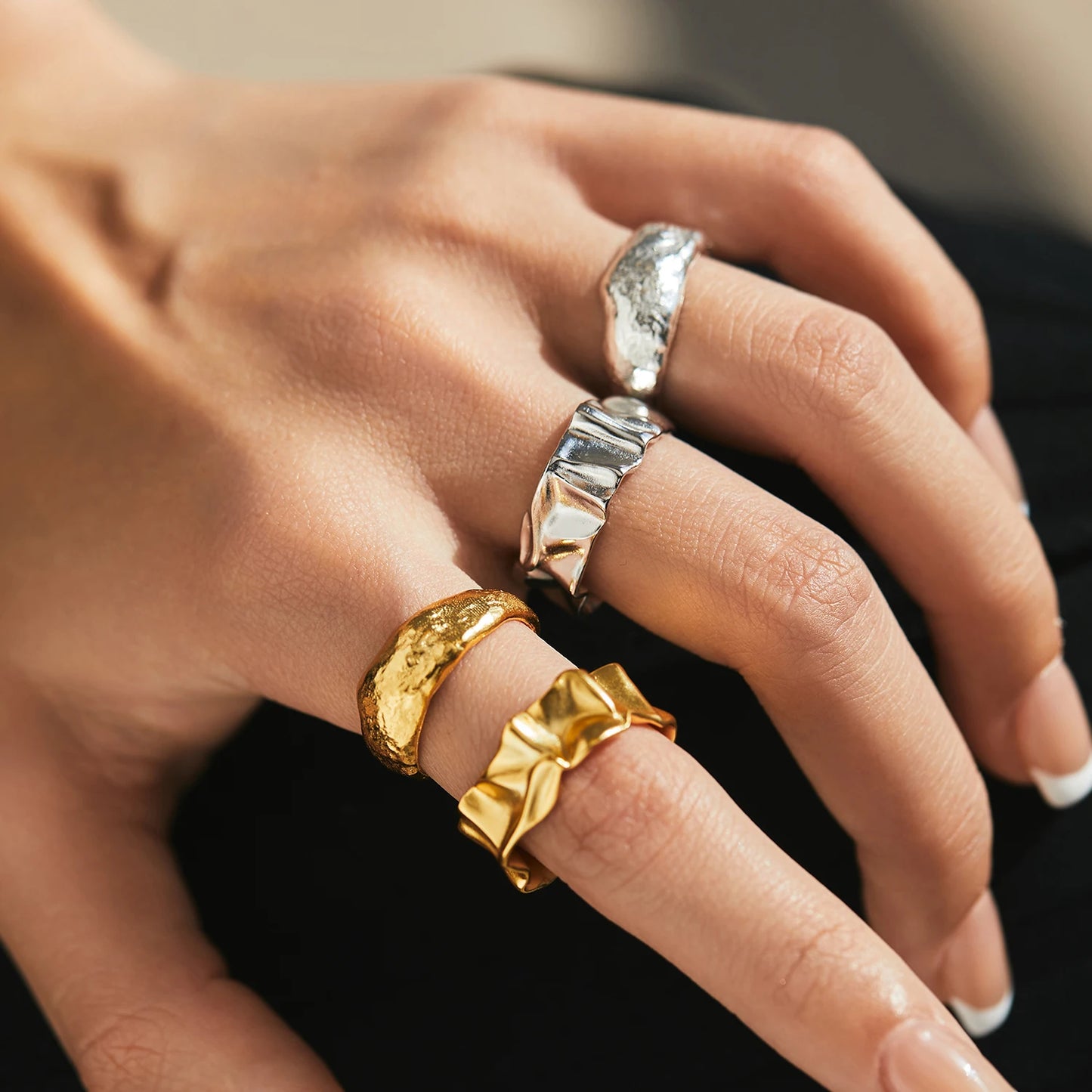 8 Styles Geometric Texture Irregular Finger Rings