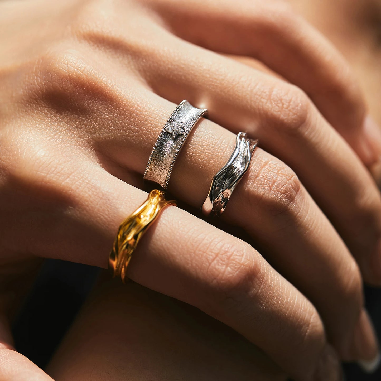 8 Styles Geometric Texture Irregular Finger Rings