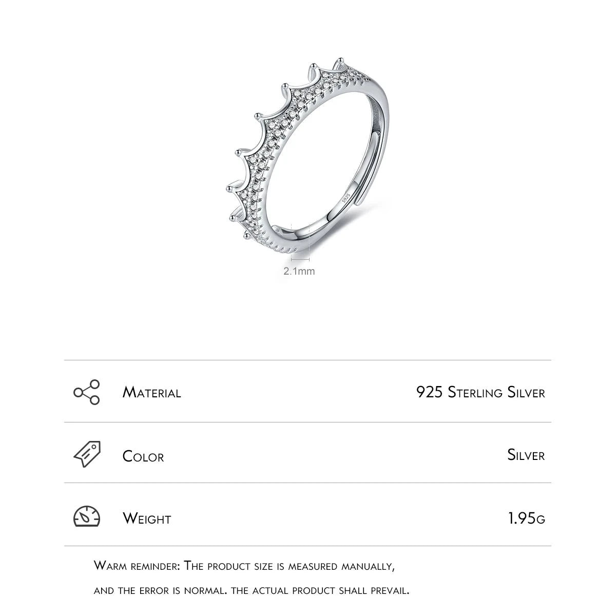Majestic Crown Adjustable Size Ring