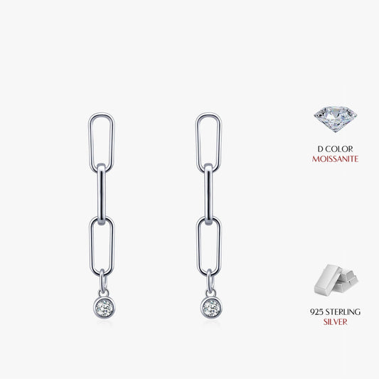 VVS1 Clarity D Color Moissanite Link Chain Earrings