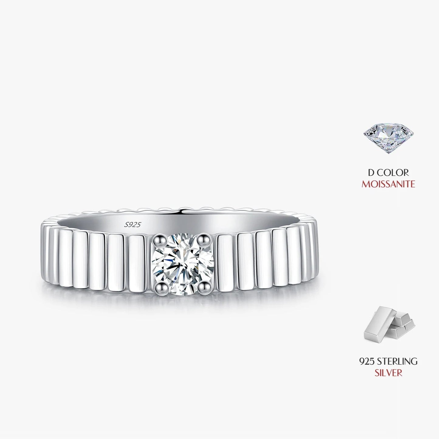 Wide Eternal D Color Moissanite Ring