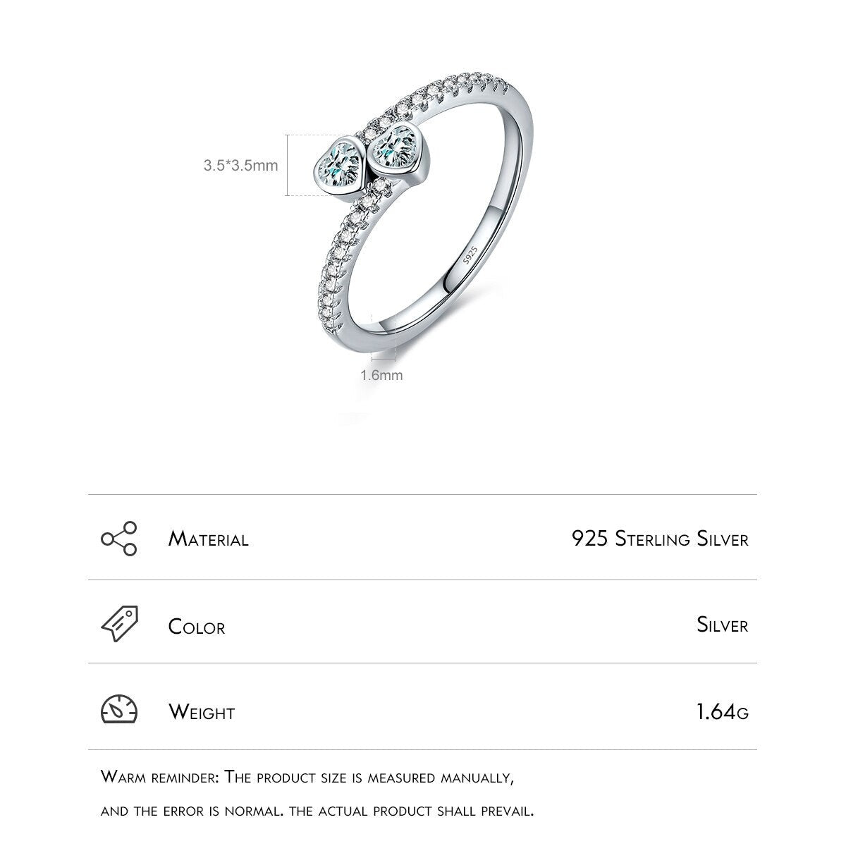 Heart to Heart Ring (Comes with a Card Love letter)