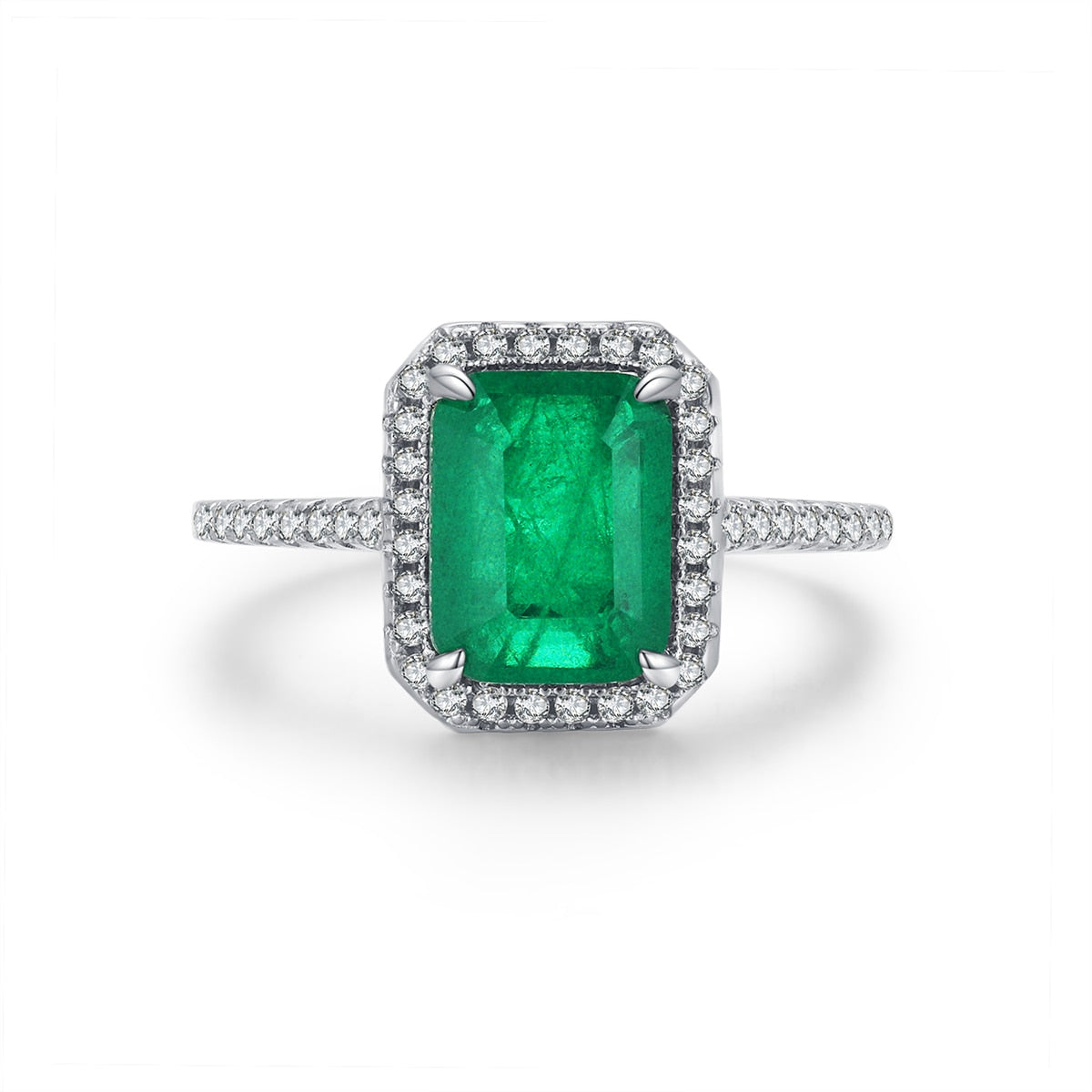 Rectangle Green Paraiba Tourmaline Ring