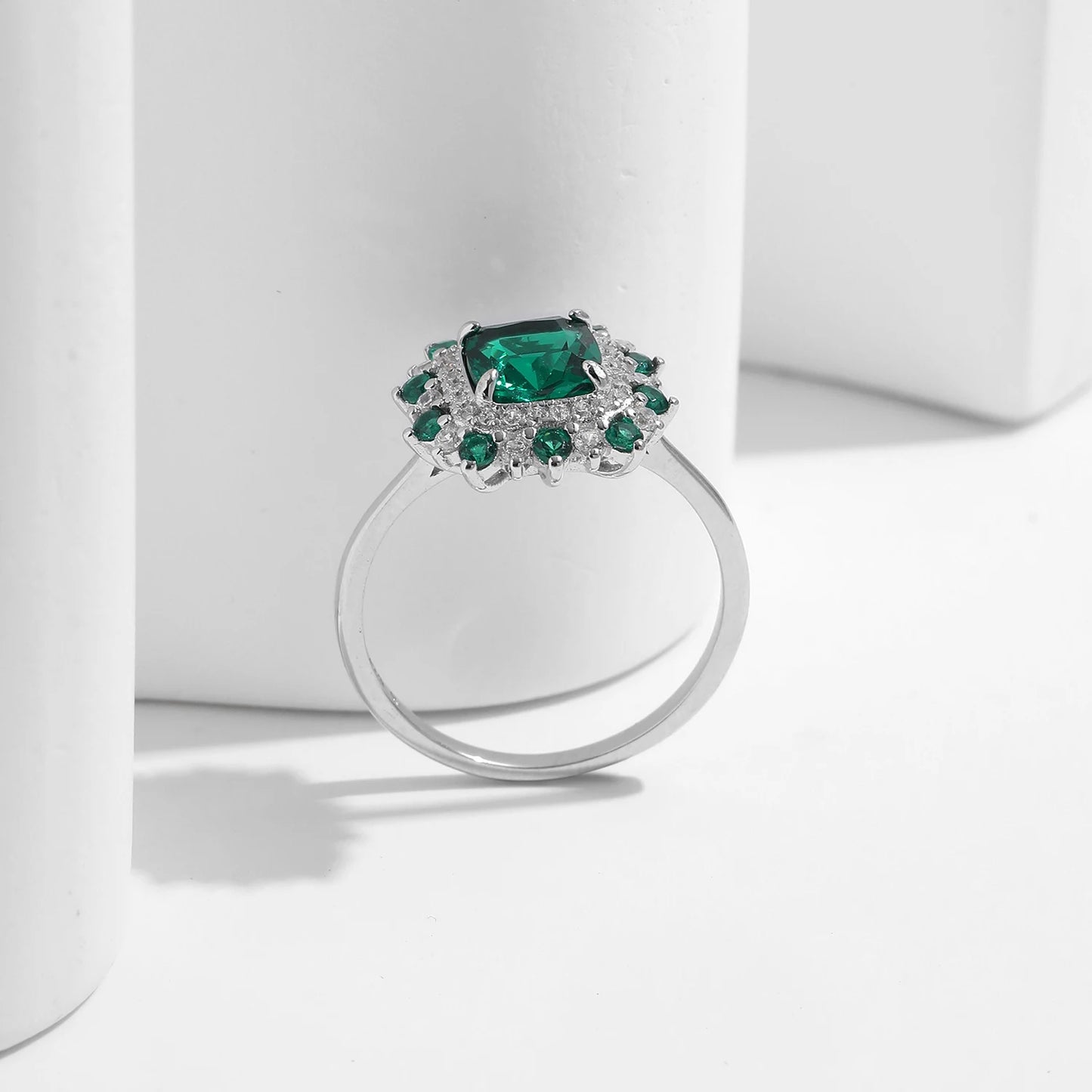 Square Corolla Green Rings